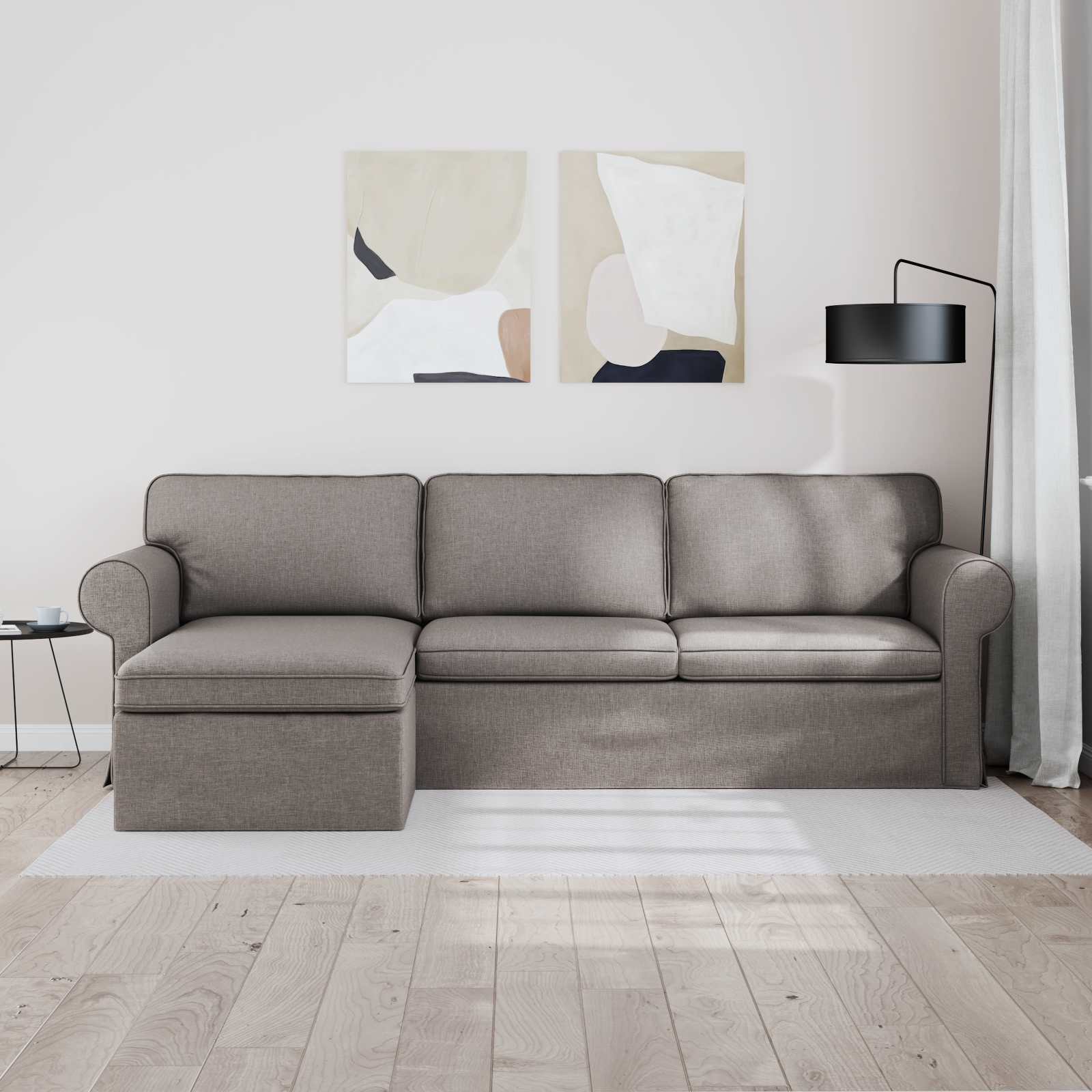Canapé Taupe 245 x 138 x 80 cm tissu