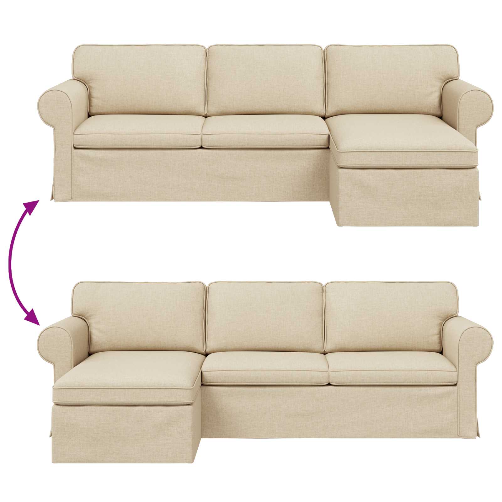 Canapé Crème 245 x 138 x 80 cm tissu - XIOS