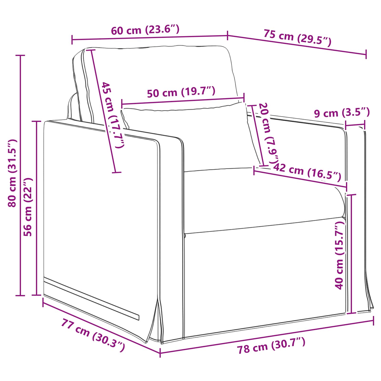 Canapé 60cm Gris clair Métал - XIOS