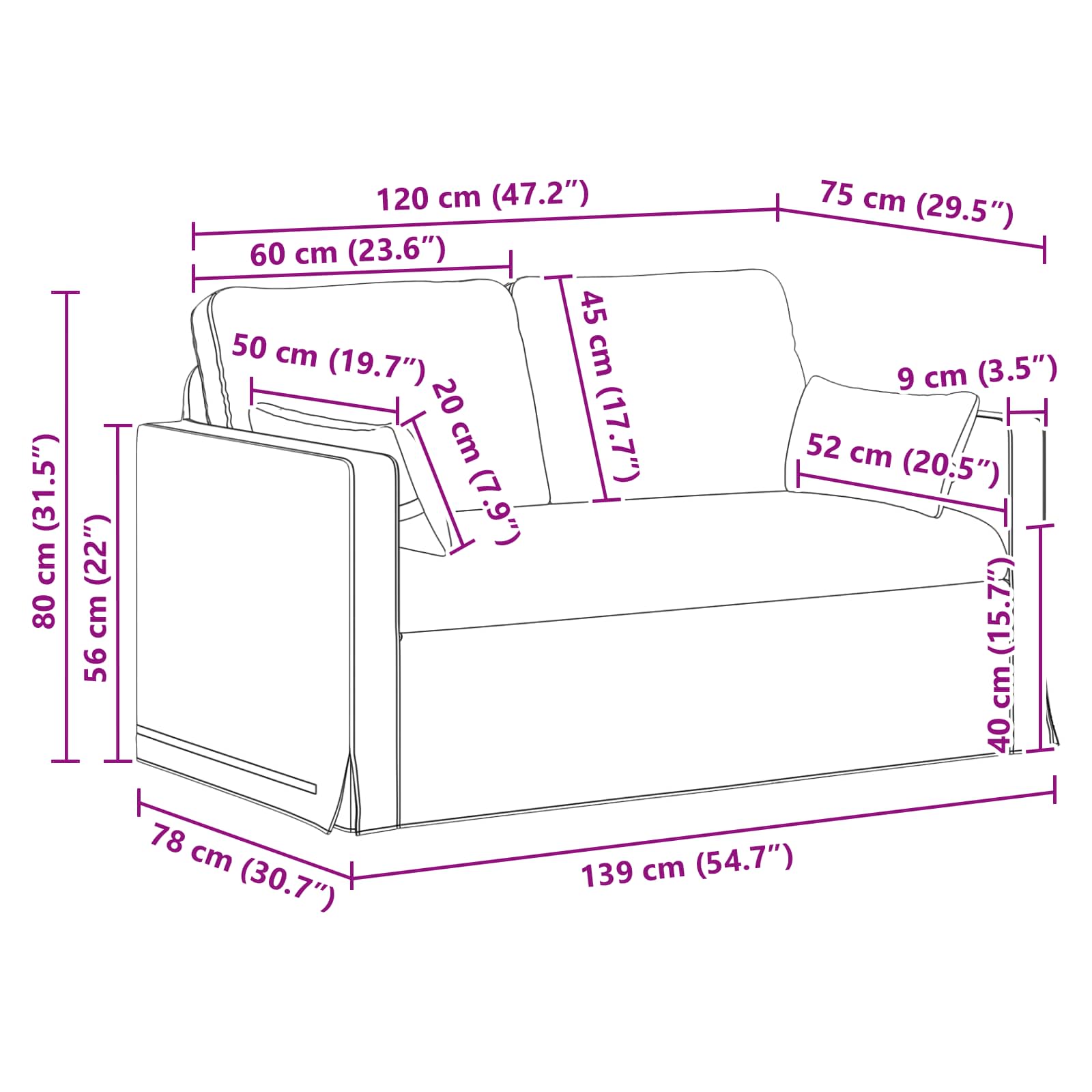 Canapé 120cm Taupe Métал - XIOS