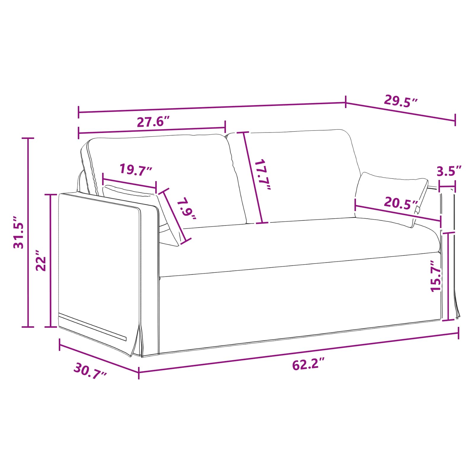 Canapé 140cm Gris foncé Métал - XIOS