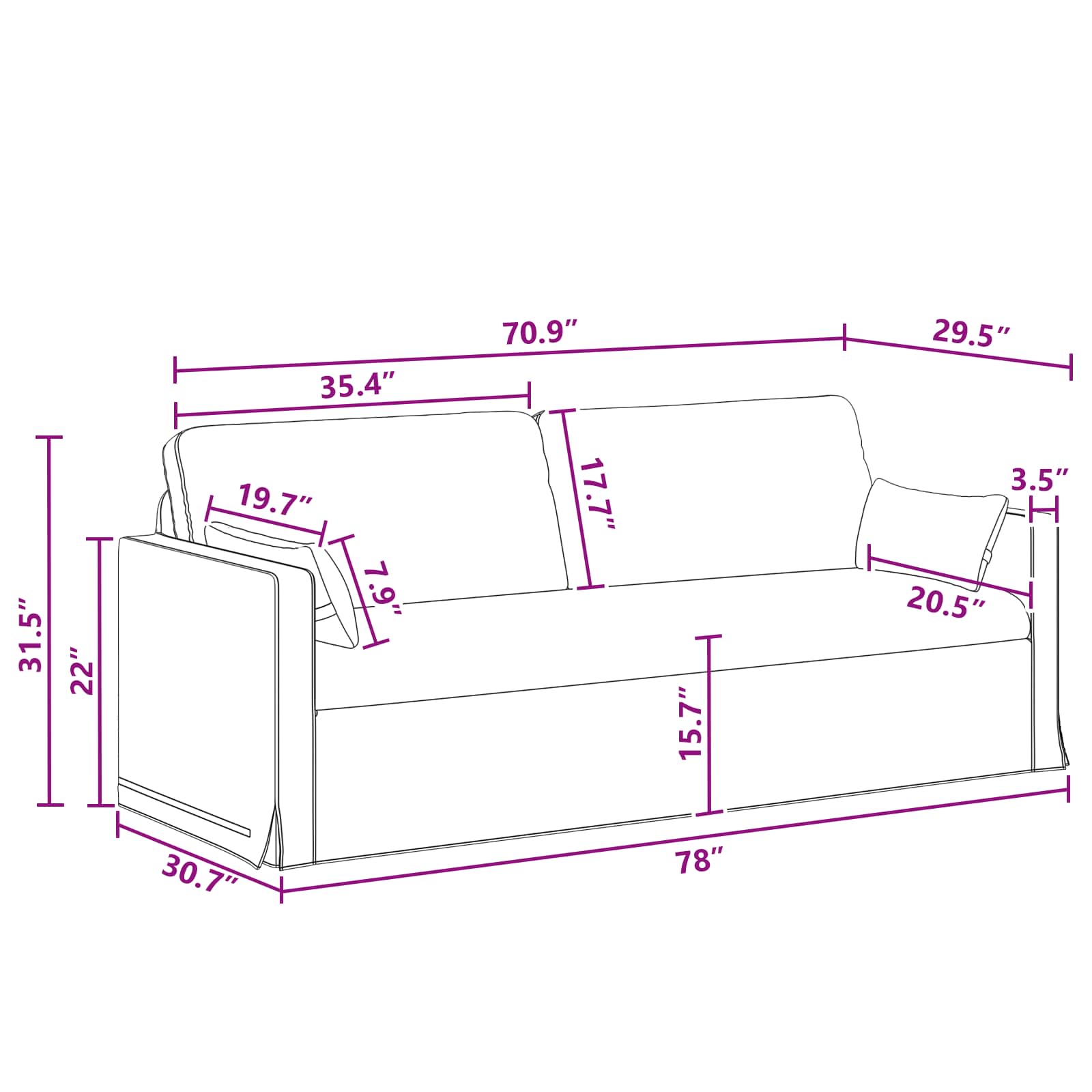 Canapé 180cm Gris foncé Métал - XIOS