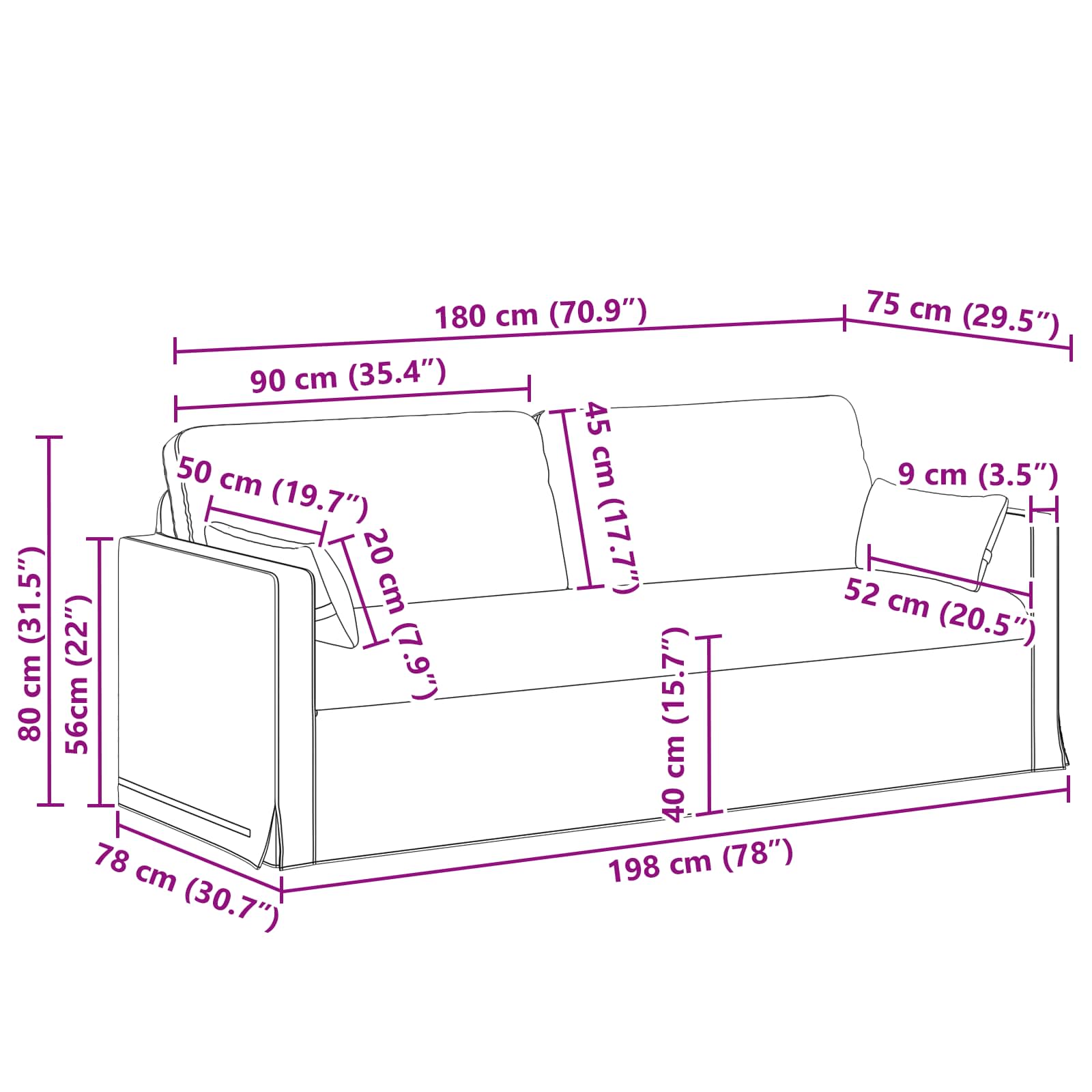 Canapé 180cm Crème Métал - XIOS