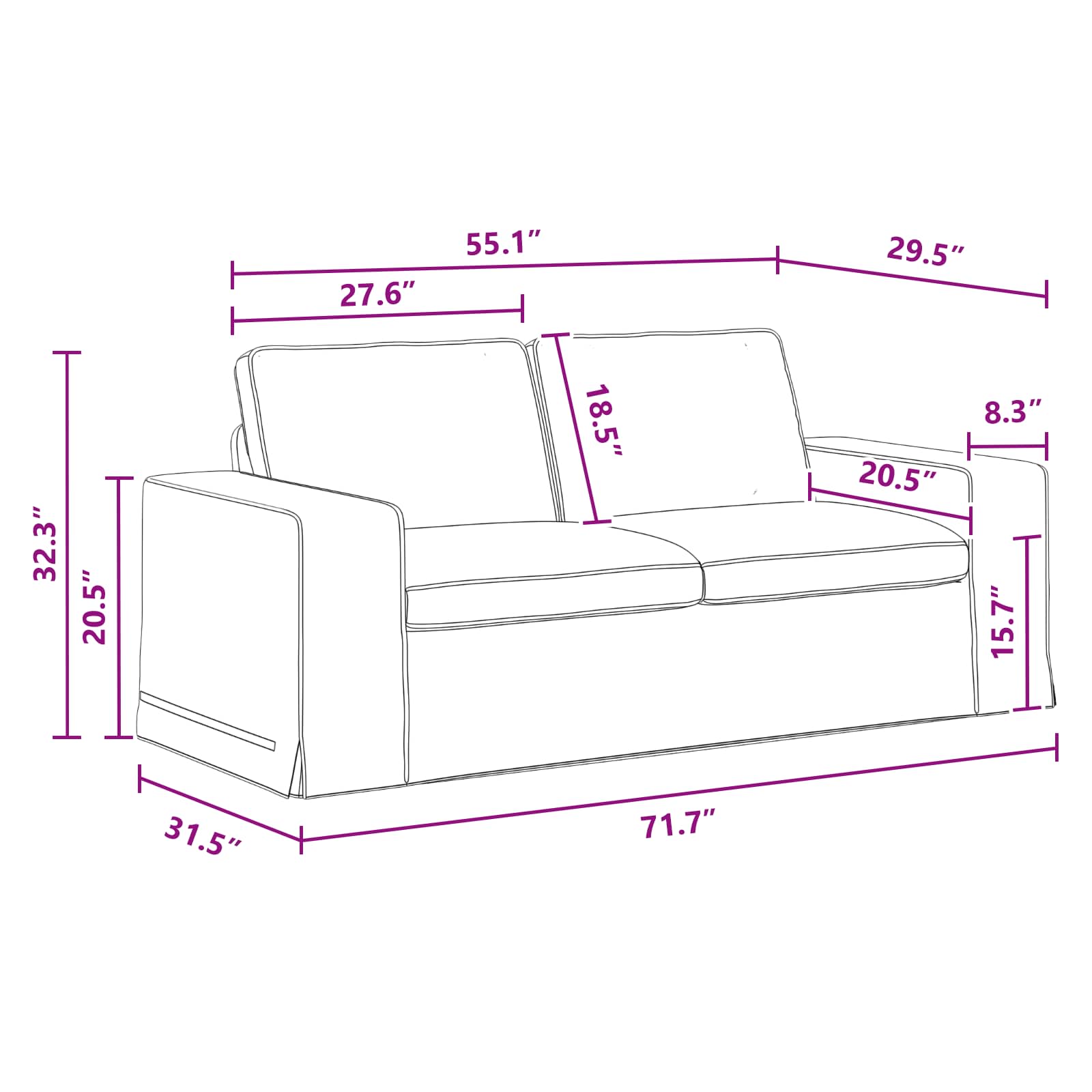 Canapé 140cm Gris foncé Métал - XIOS
