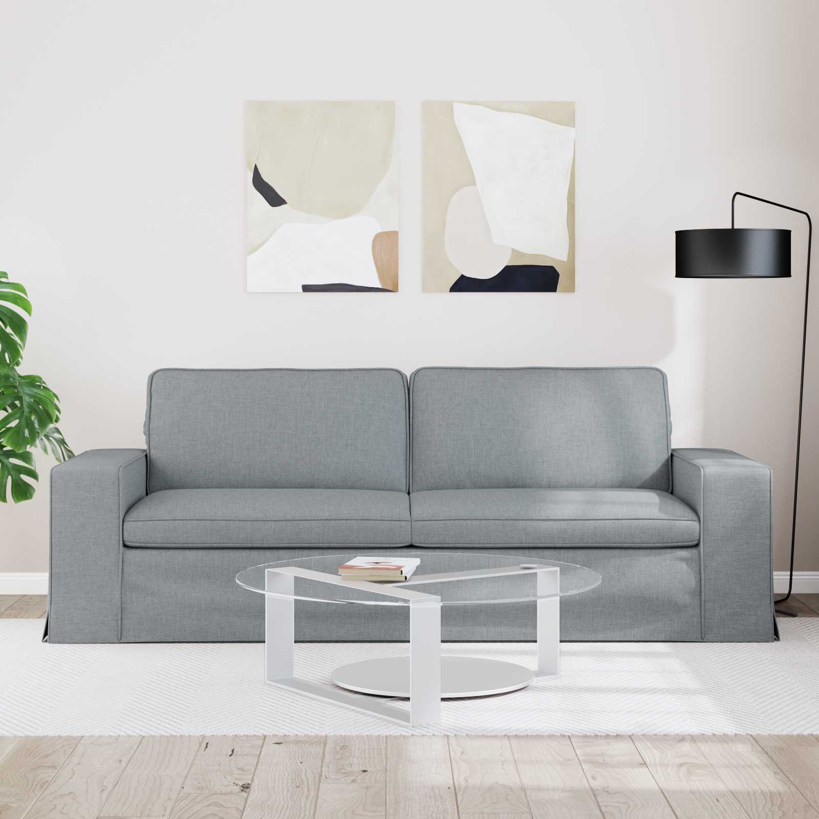Canapé Gris clair 222 x 80 x 82 cm tissu