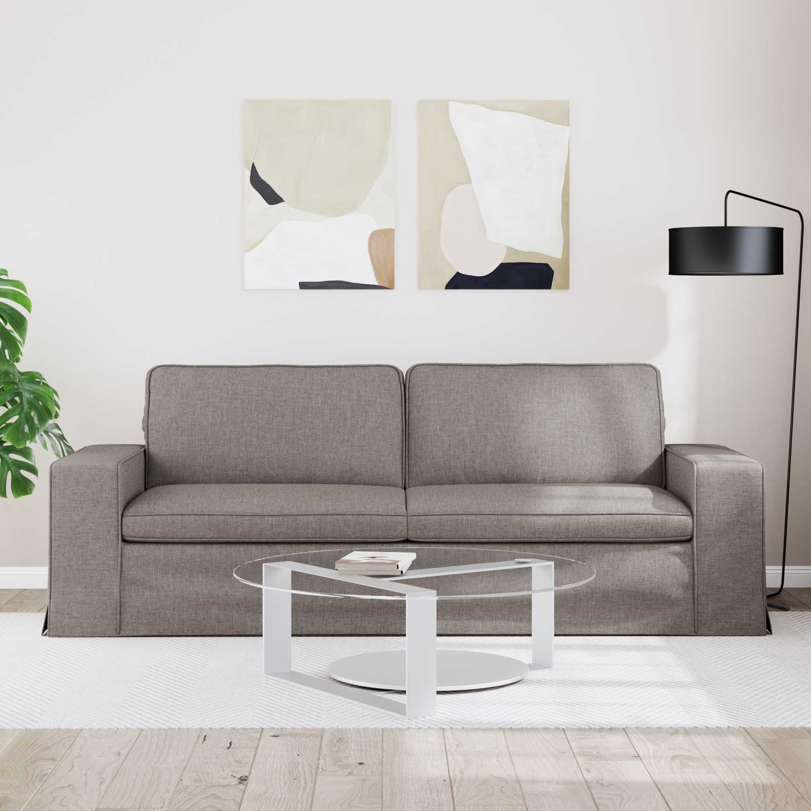 Canapé Taupe 222 x 80 x 82 cm tissu