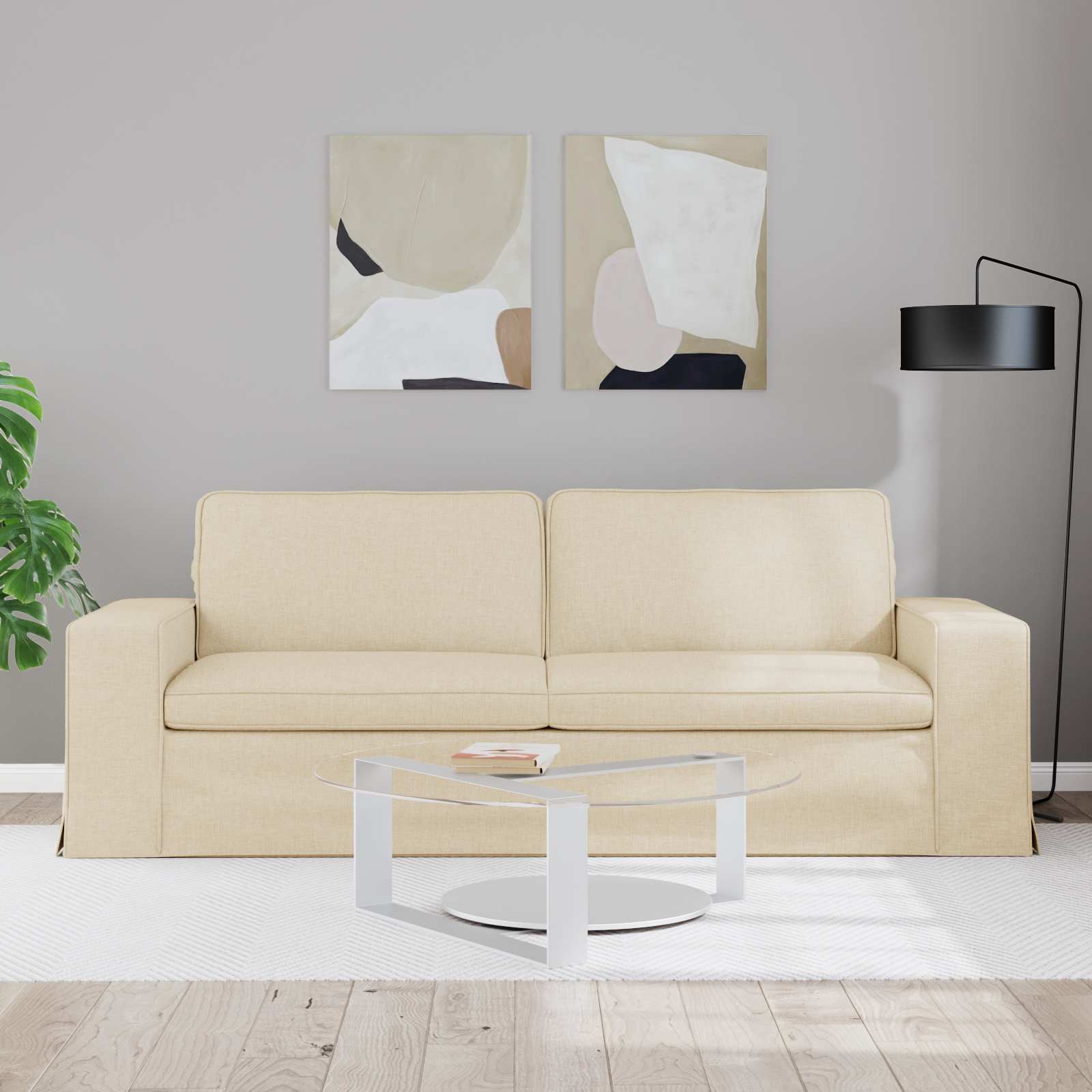 Canapé Crème 222 x 80 x 82 cm tissu