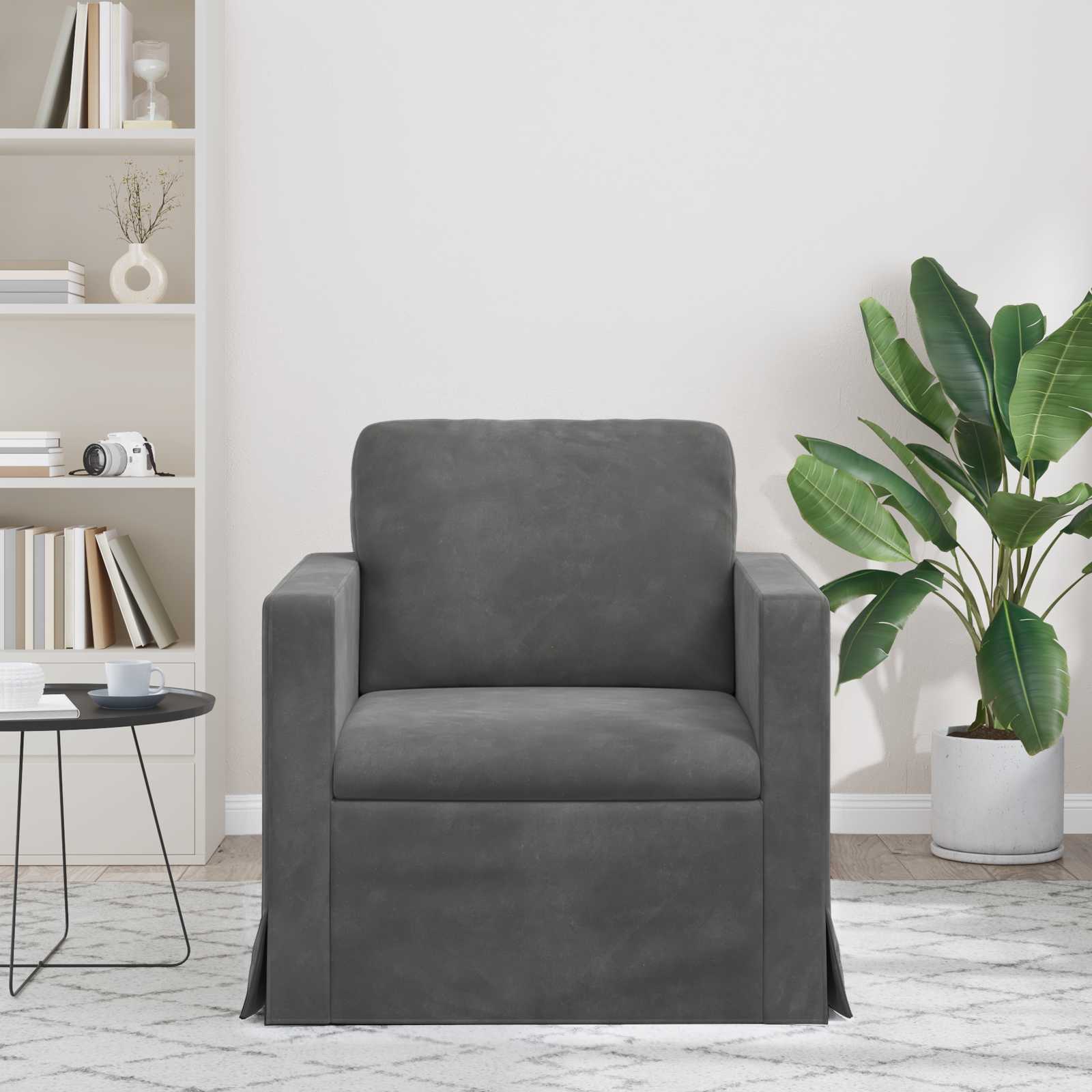 Canapé Gris foncé 78 x 78 x 80 cm Velours - XIOS