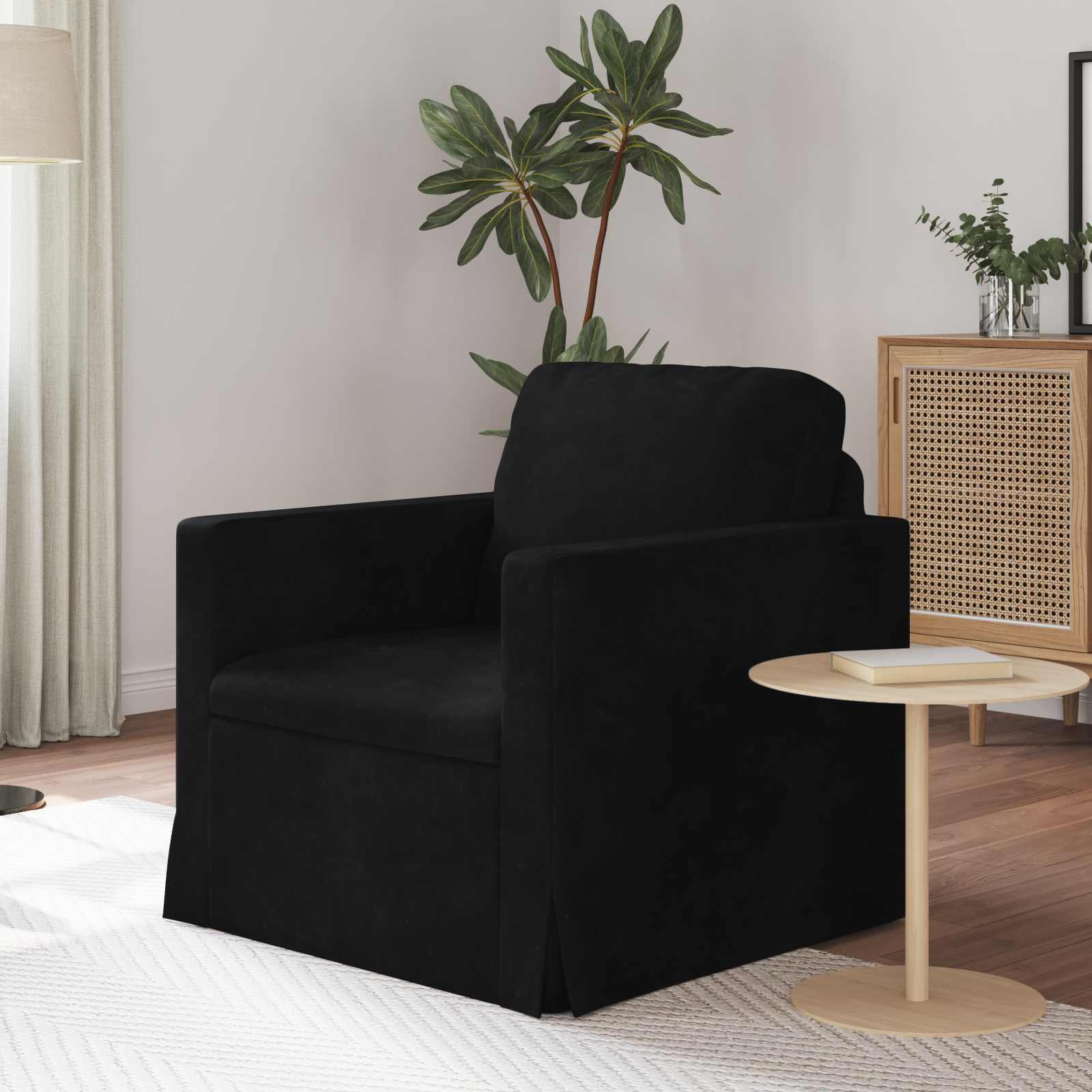 Canapé Noir 78 x 78 x 80 cm Velours - XIOS