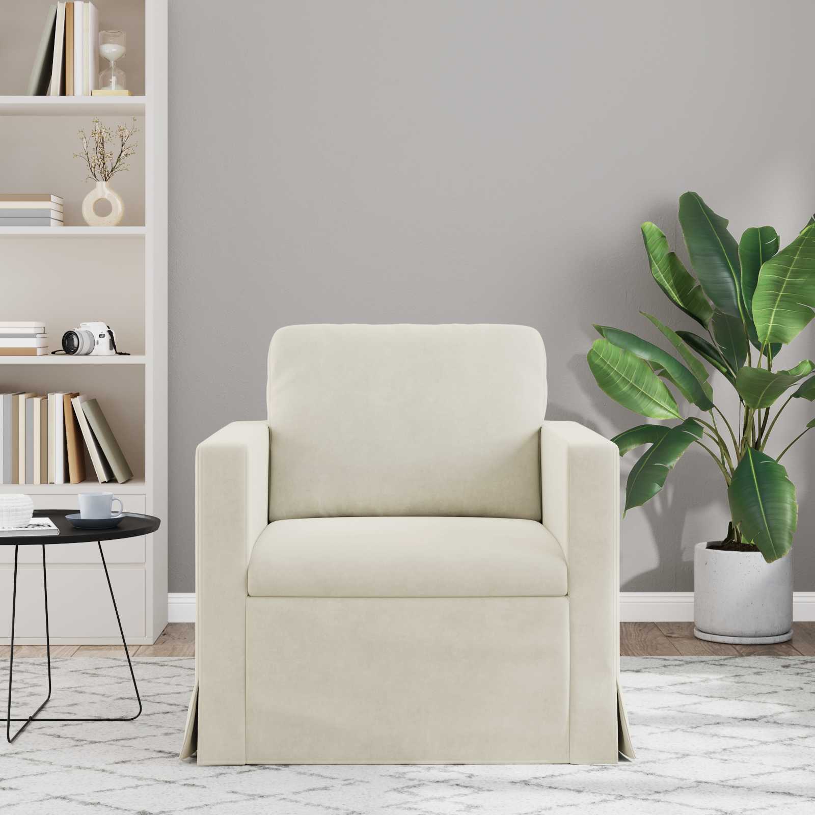 Canapé Crème 78 x 78 x 80 cm Velours - XIOS