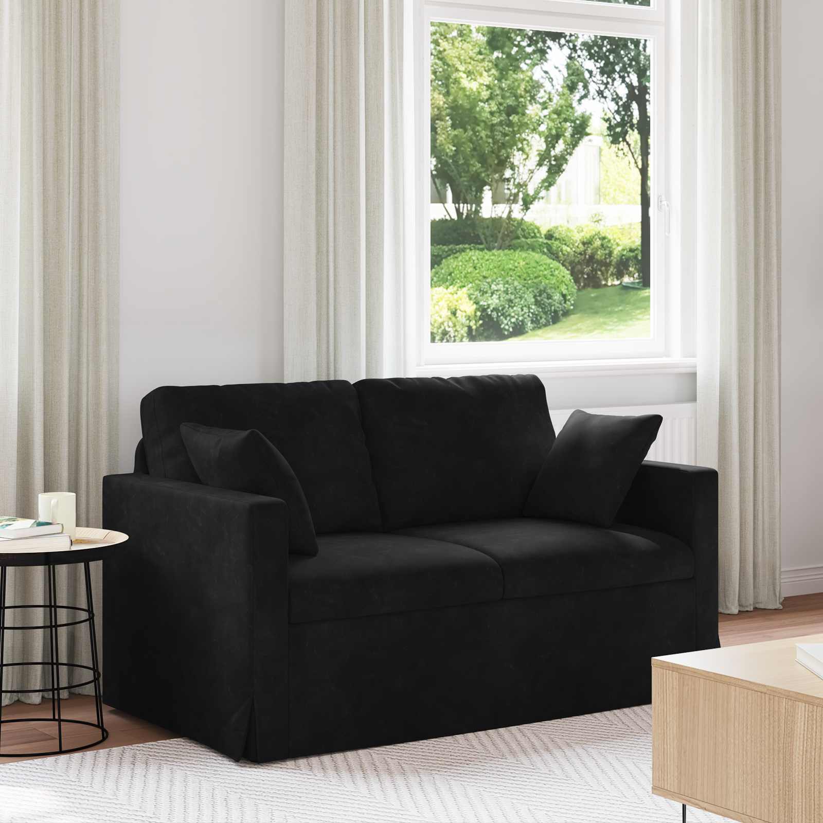 Canapé Noir 138 x 78 x 80 cm Velours - XIOS