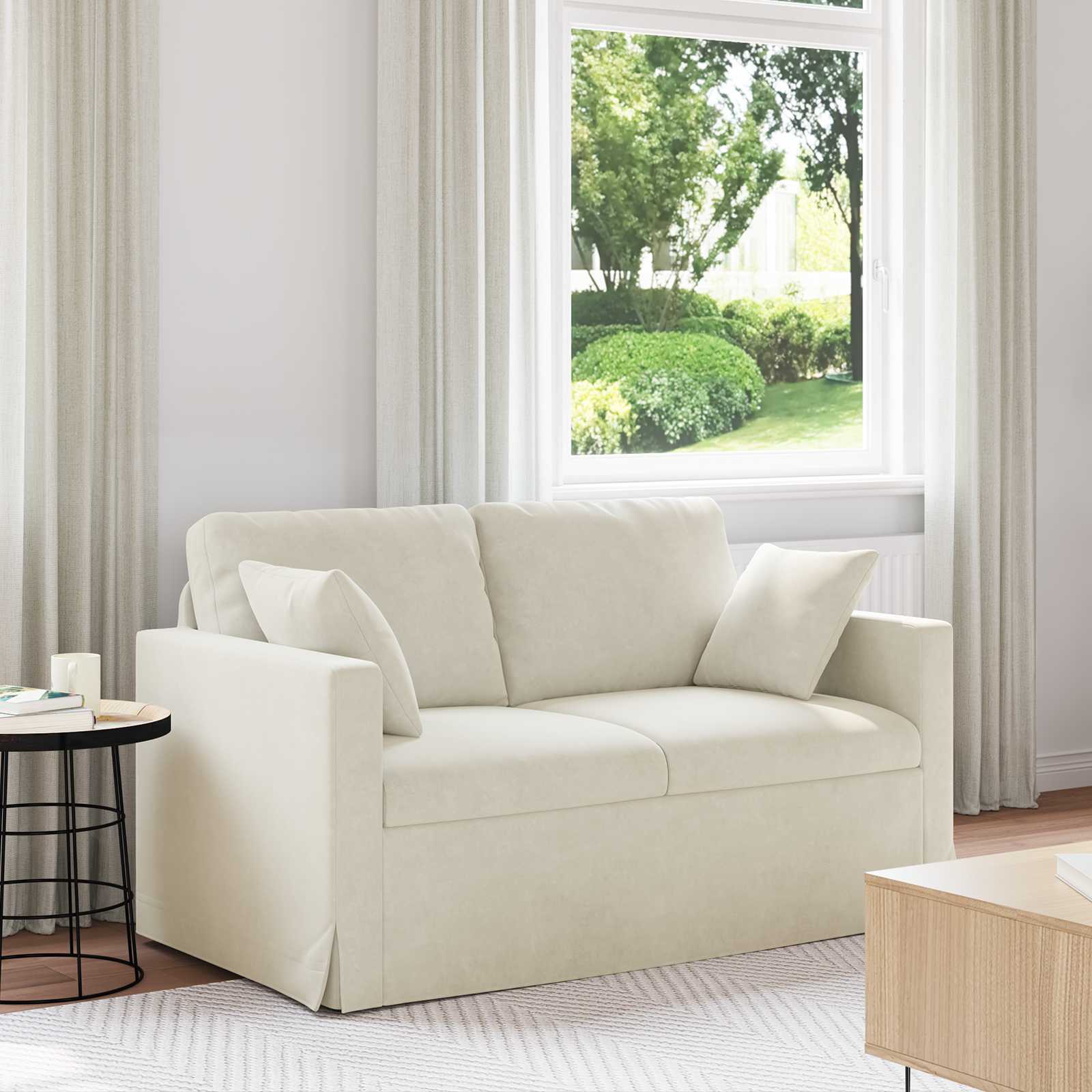 Canapé Crème 138 x 78 x 80 cm Velours - XIOS