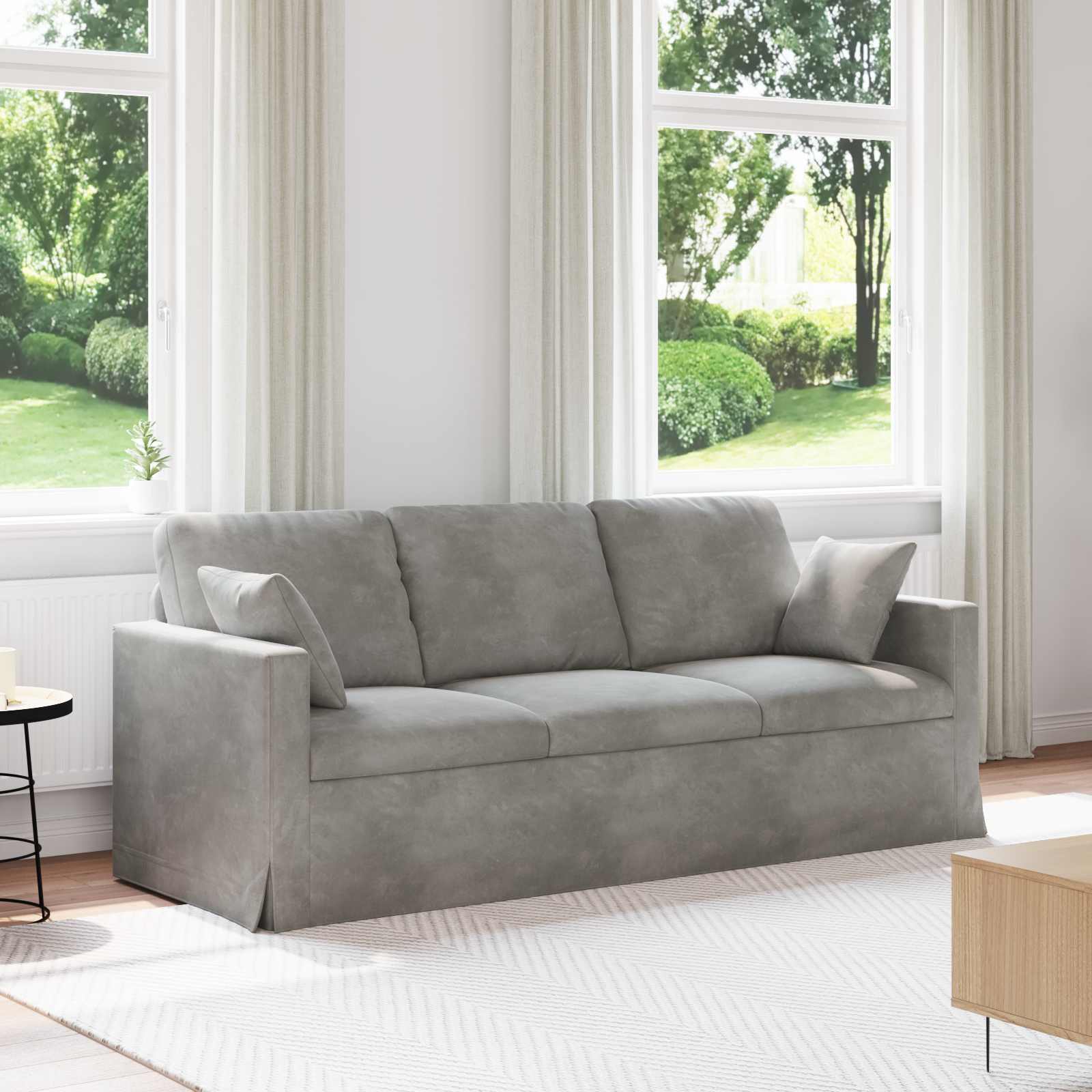 Canapé Gris clair 198 x 78 x 80 cm Velours - XIOS