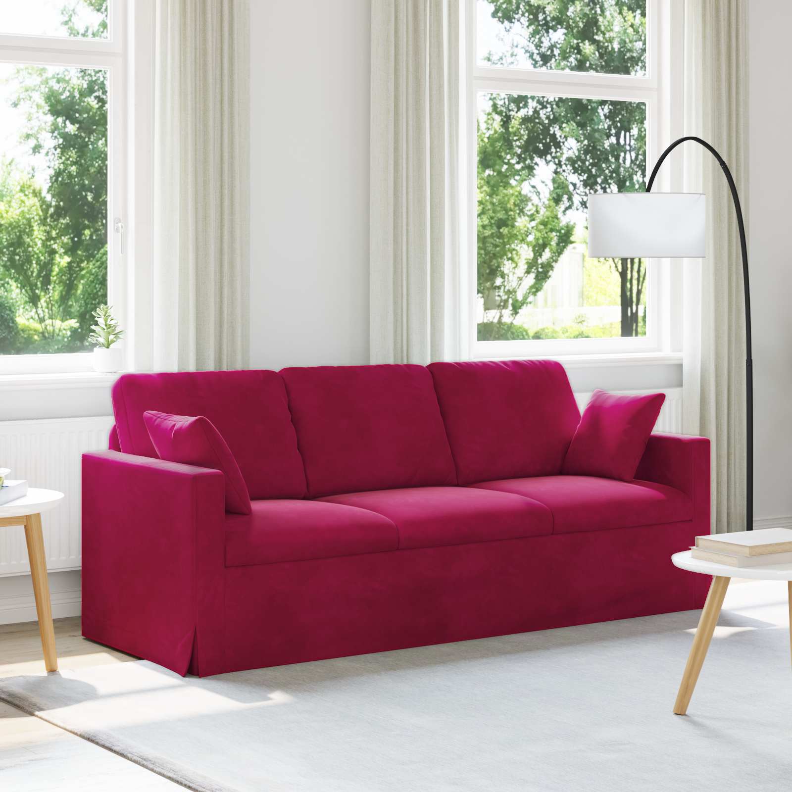 Canapé Bordeaux 198 x 78 x 80 cm Velours - XIOS