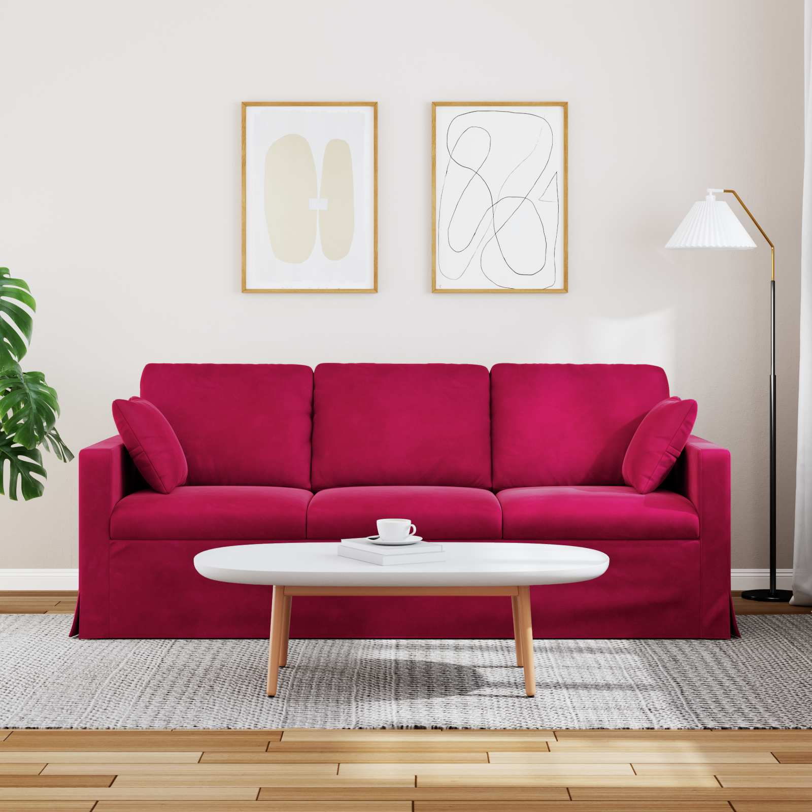 Canapé Bordeaux 198 x 78 x 80 cm Velours