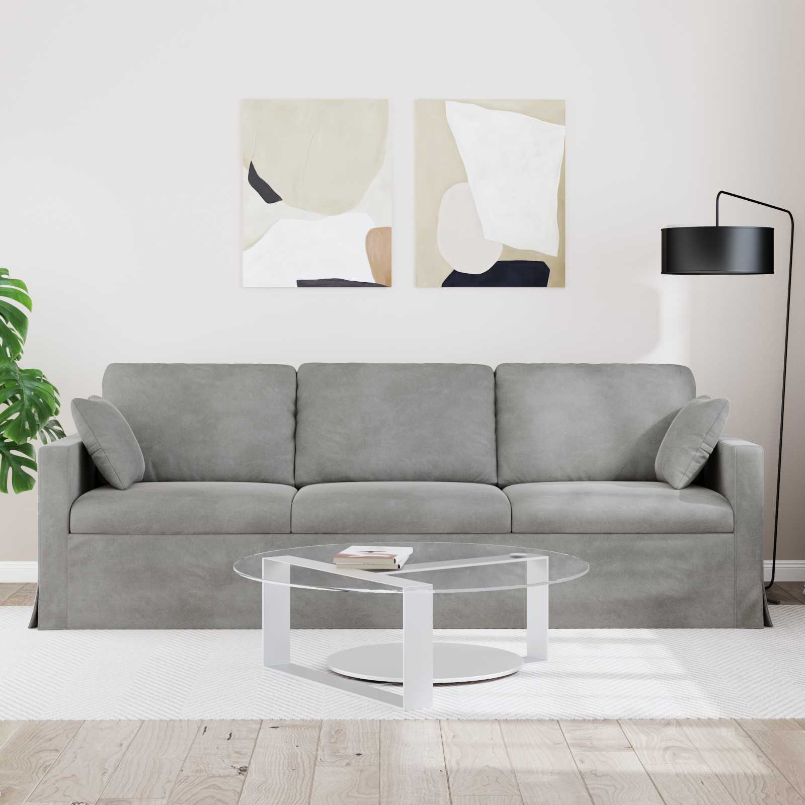 Canapé Gris clair 228 x 78 x 80 cm Velours - XIOS