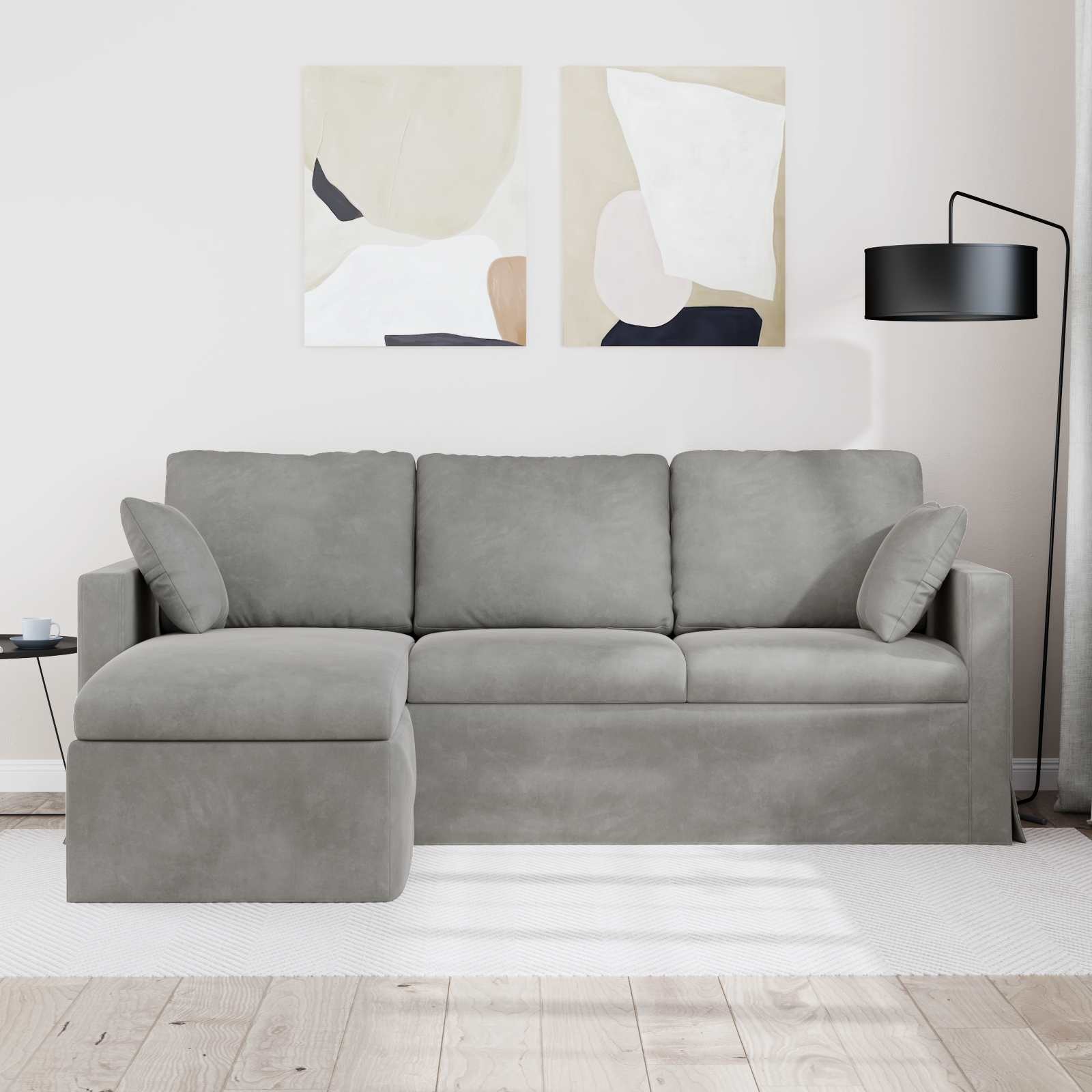 Canapé Gris clair 198 x 134 x 80 cm Velours