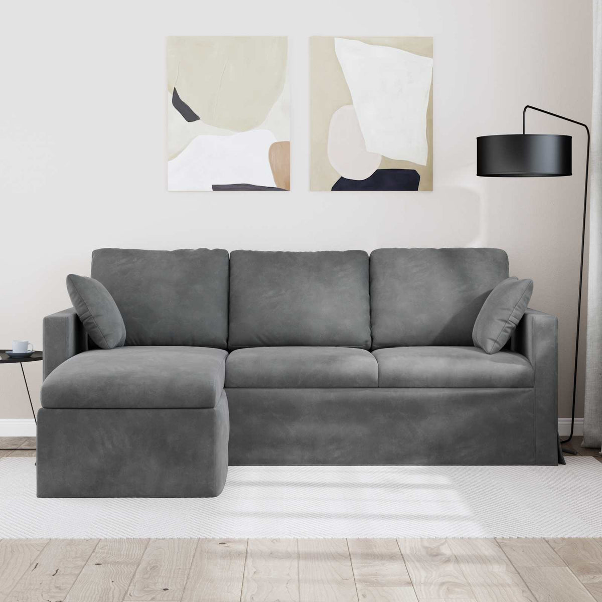 Canapé Gris foncé 198 x 134 x 80 cm Velours
