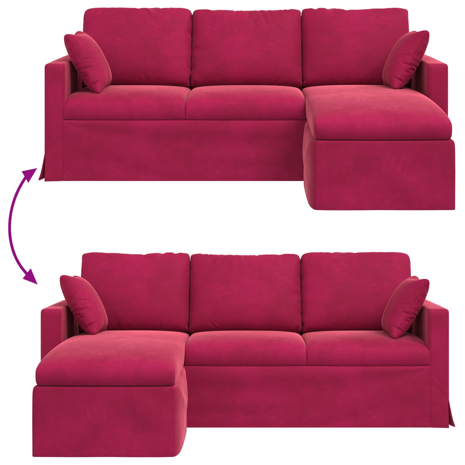 Canapé Bordeaux 198 x 134 x 80 cm Velours