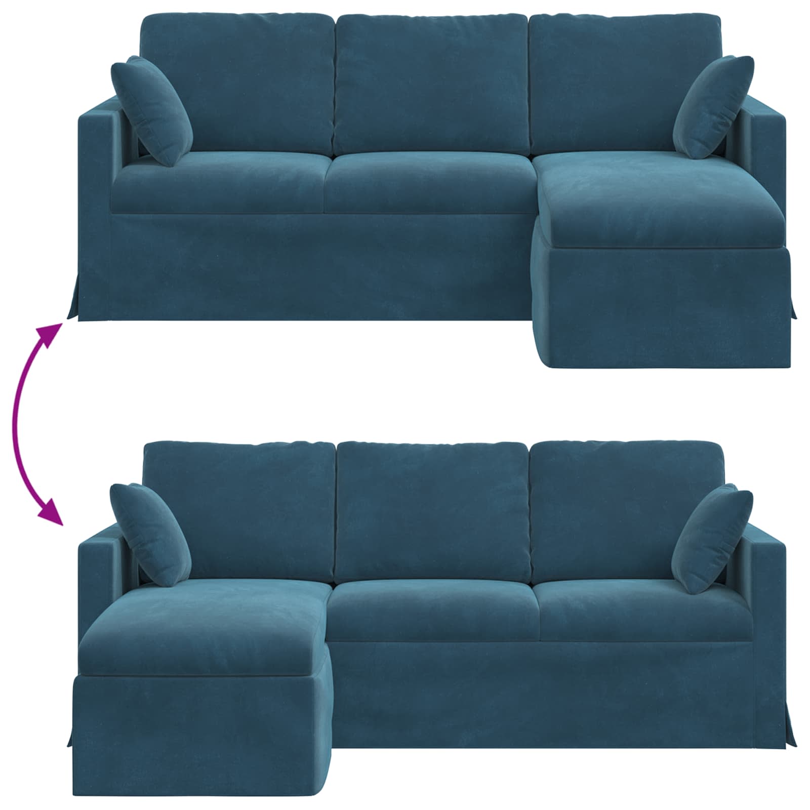 Canapé Bleu 198 x 134 x 80 cm Velours - XIOS