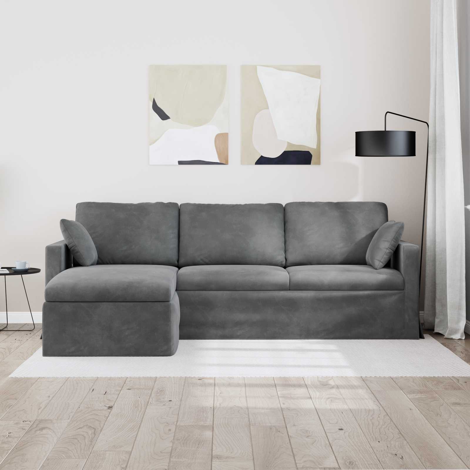 Canapé Gris foncé 228 x 134 x 80 cm Velours