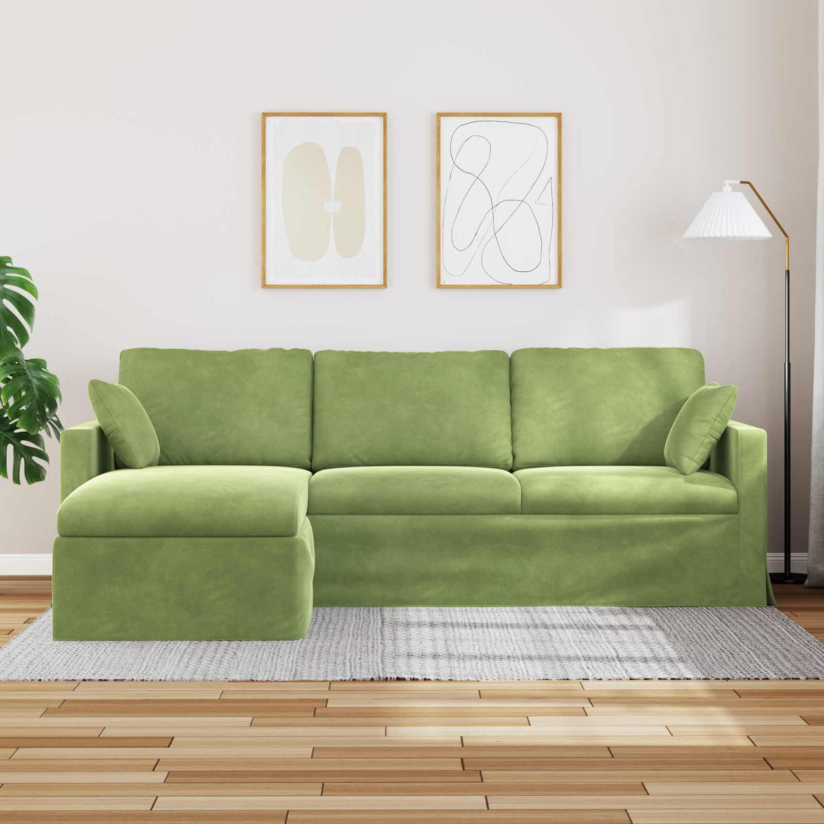 Canapé Vert clair 228 x 134 x 80 cm Velours