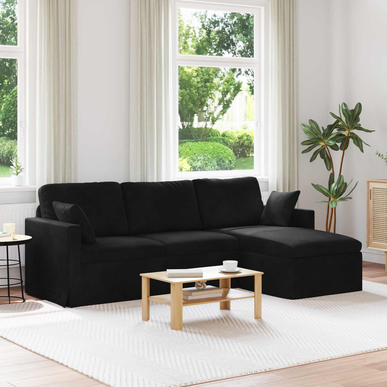 Canapé Noir 228 x 134 x 80 cm Velours