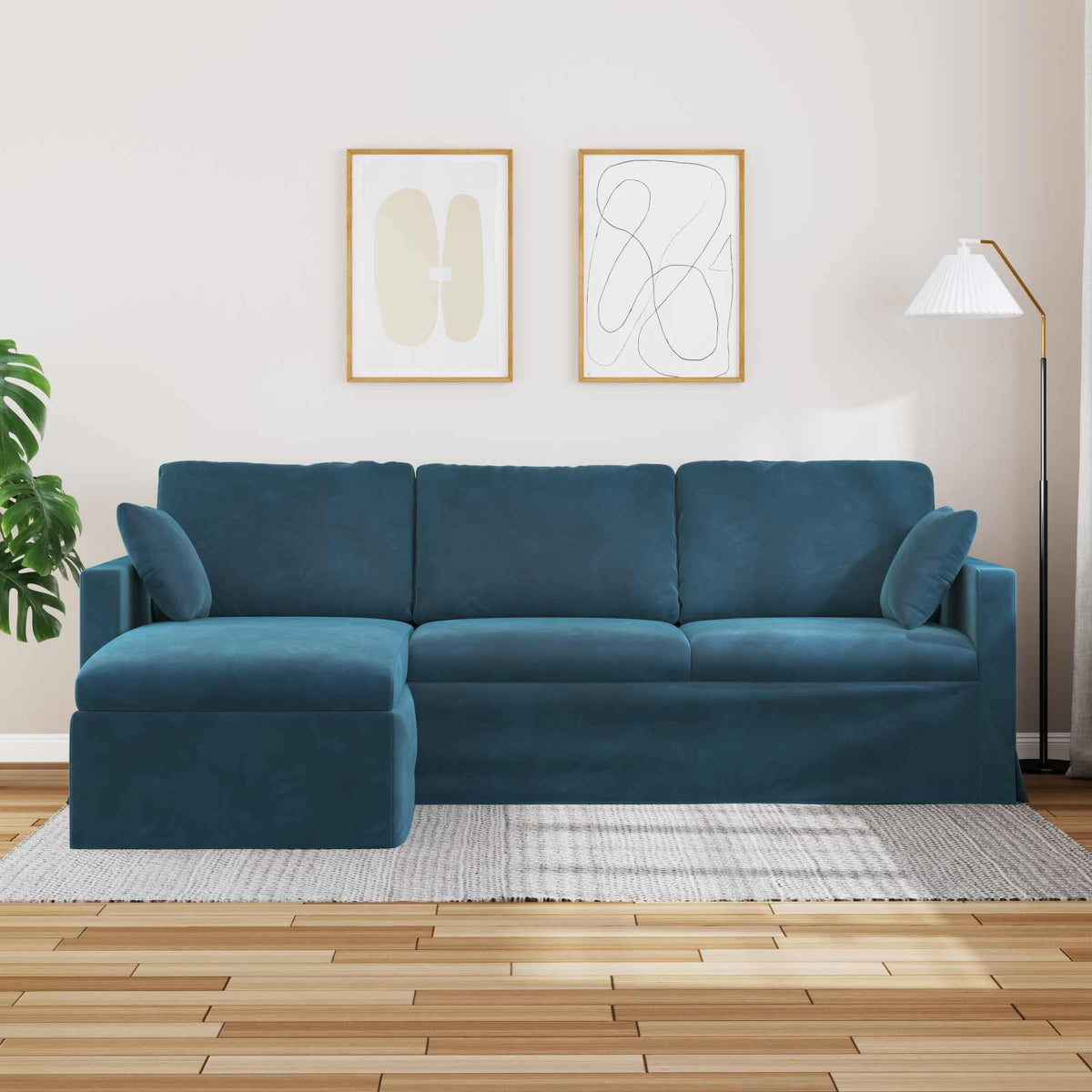 Canapé Bleu 228 x 134 x 80 cm Velours