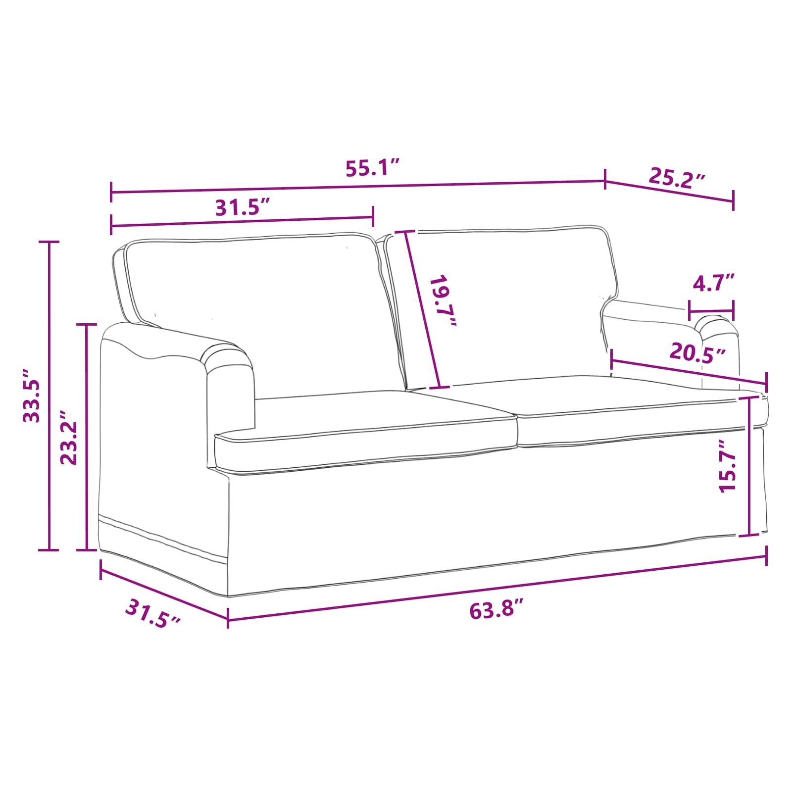 Canapé 140cm Gris foncé Métал - XIOS