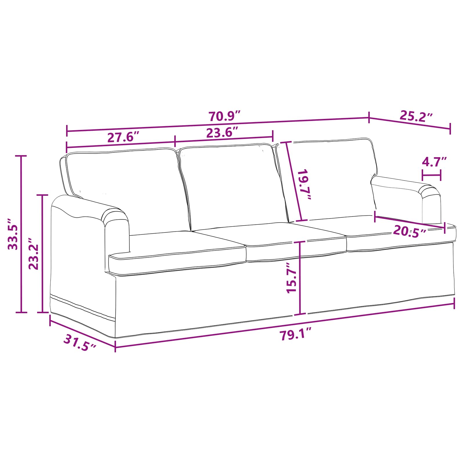 Canapé 180cm Gris foncé Métал - XIOS