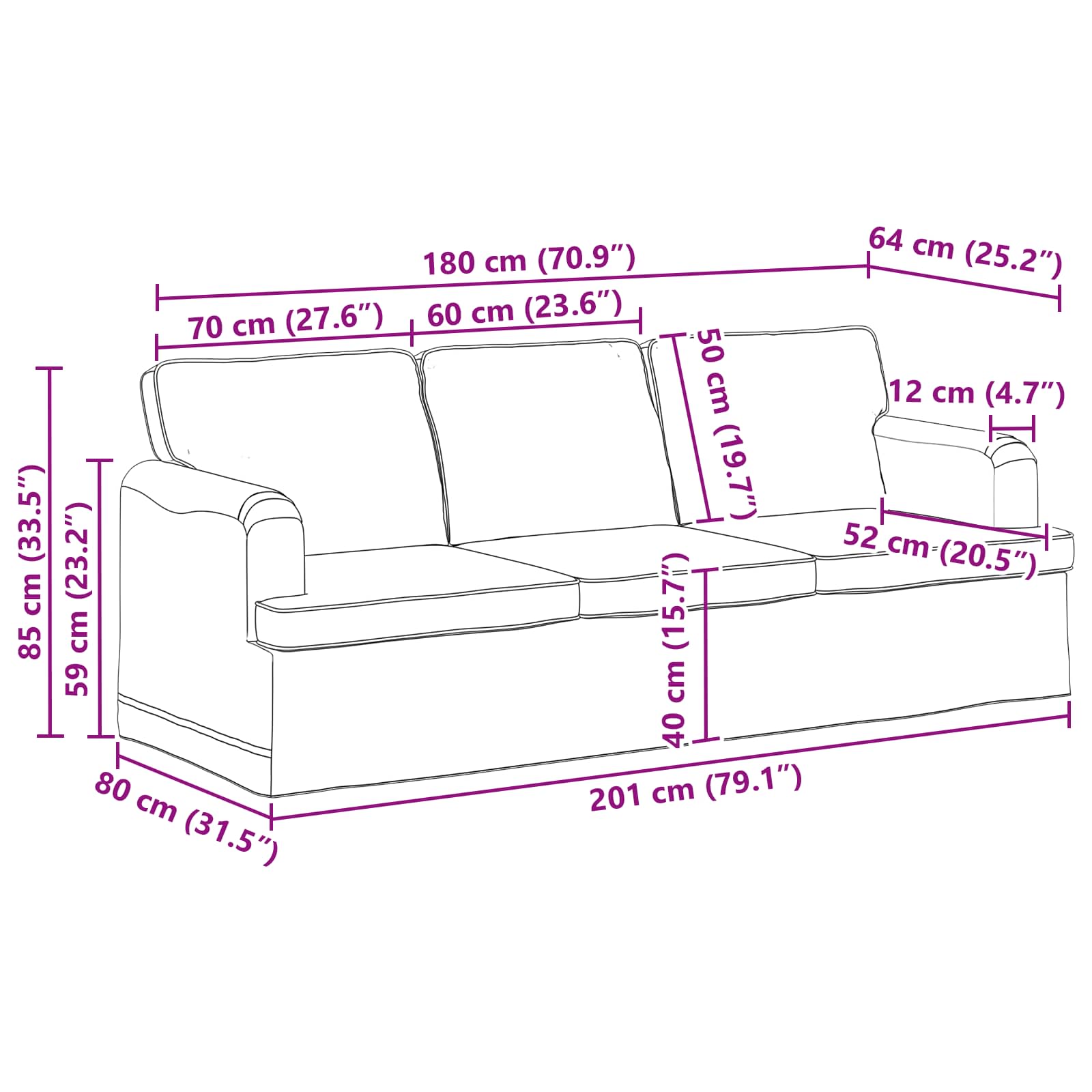 Canapé 180cm Vert foncé Métал - XIOS