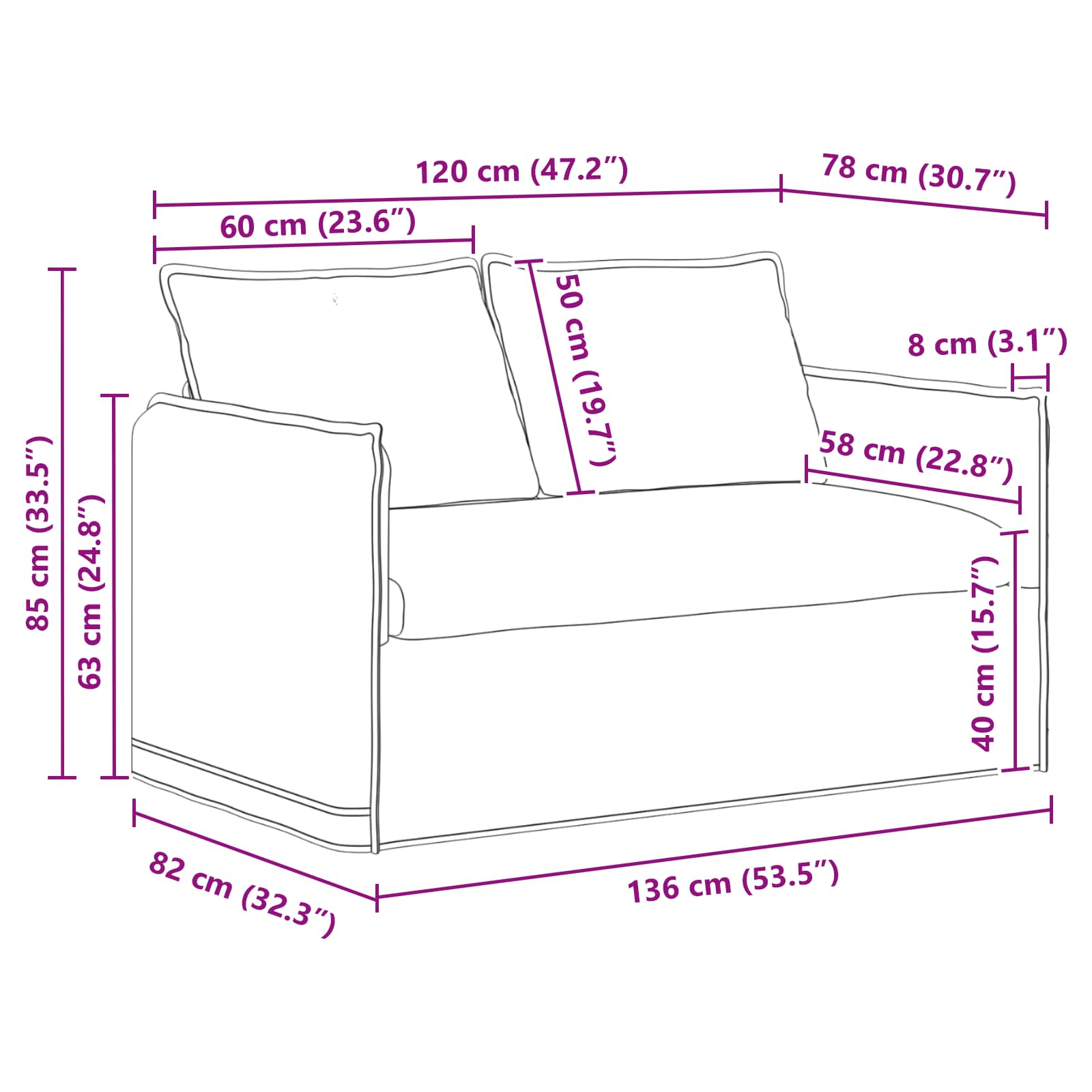 Canapé 120cm Noir Métал - XIOS