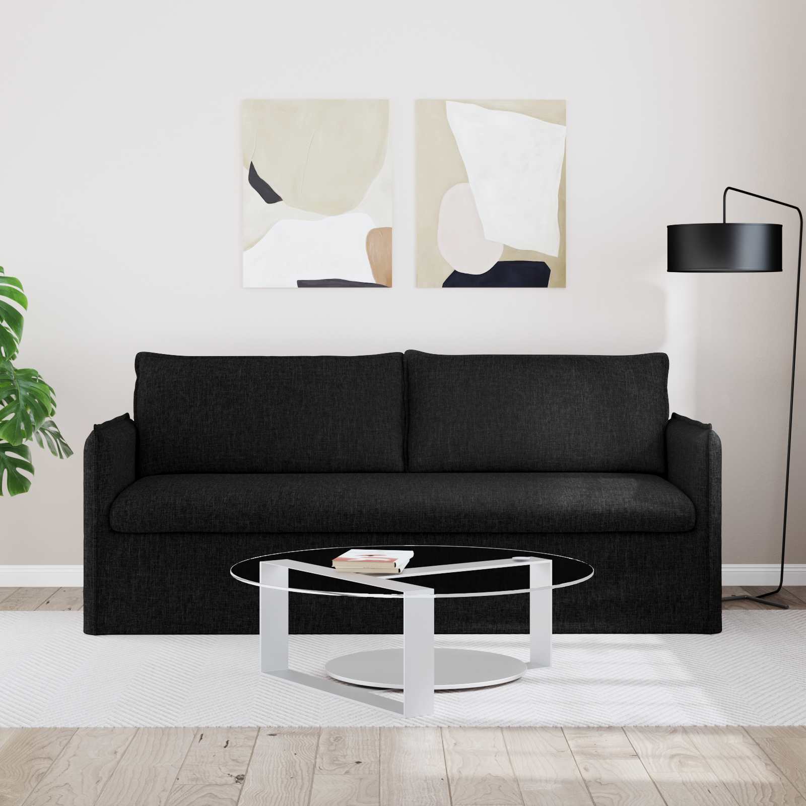 Canapé Noir 195 x 82 x 85 cm Métал - XIOS