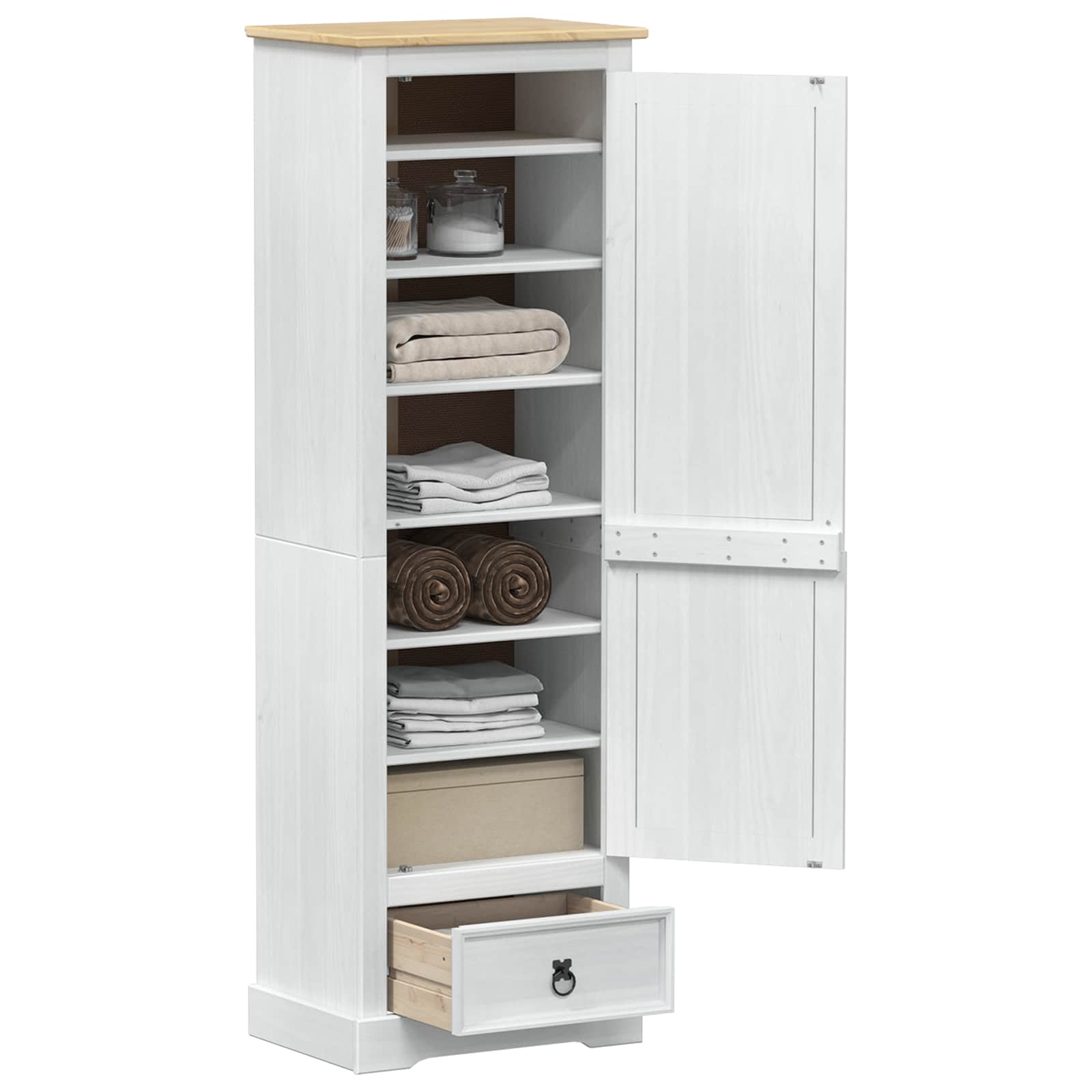 Armoires avec tiroir Blanc 55 x 38 x 170 cm Pin massif - XIOS
