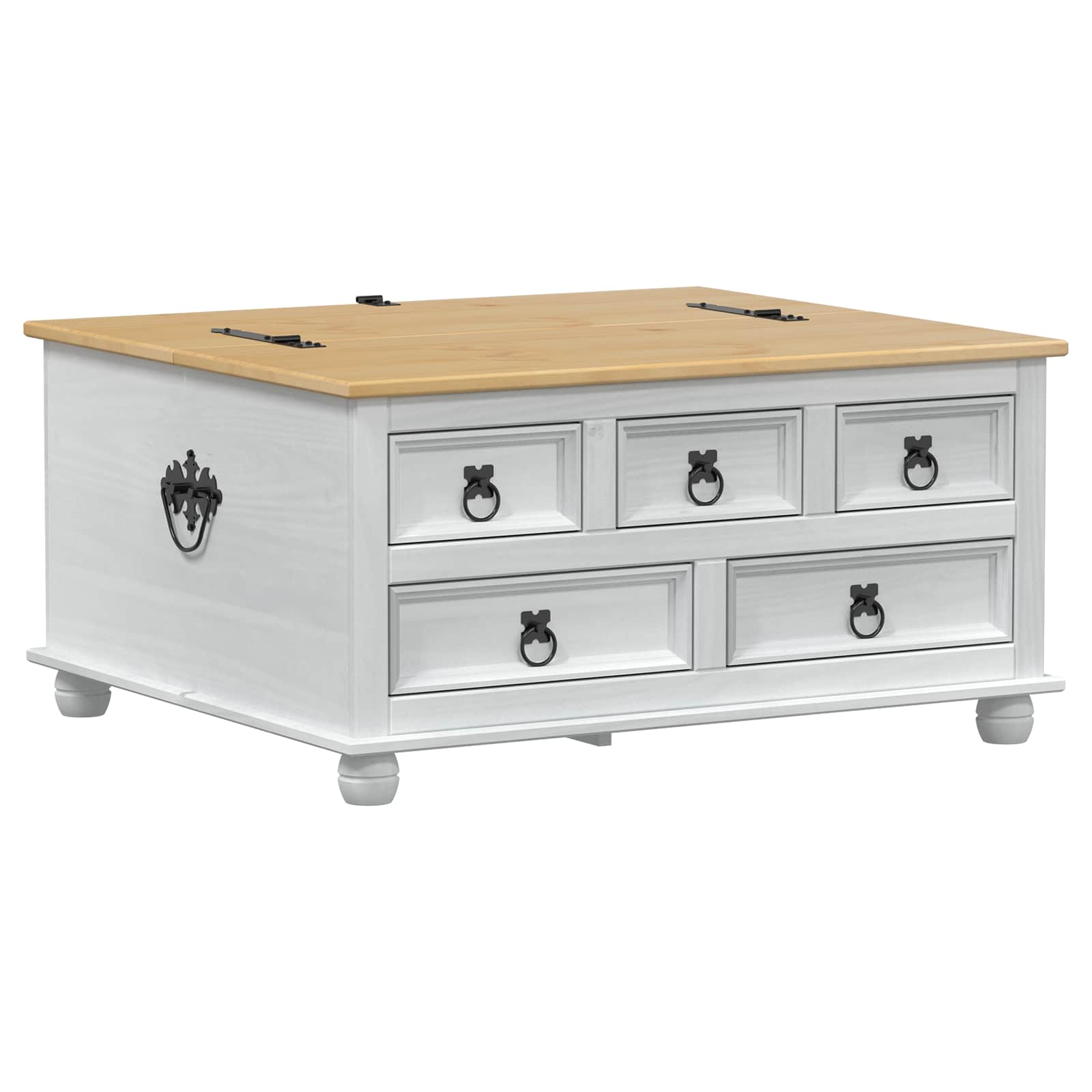 storage box avec tiroir Blanc 90 x 78 x 45 cm Pin massif - XIOS