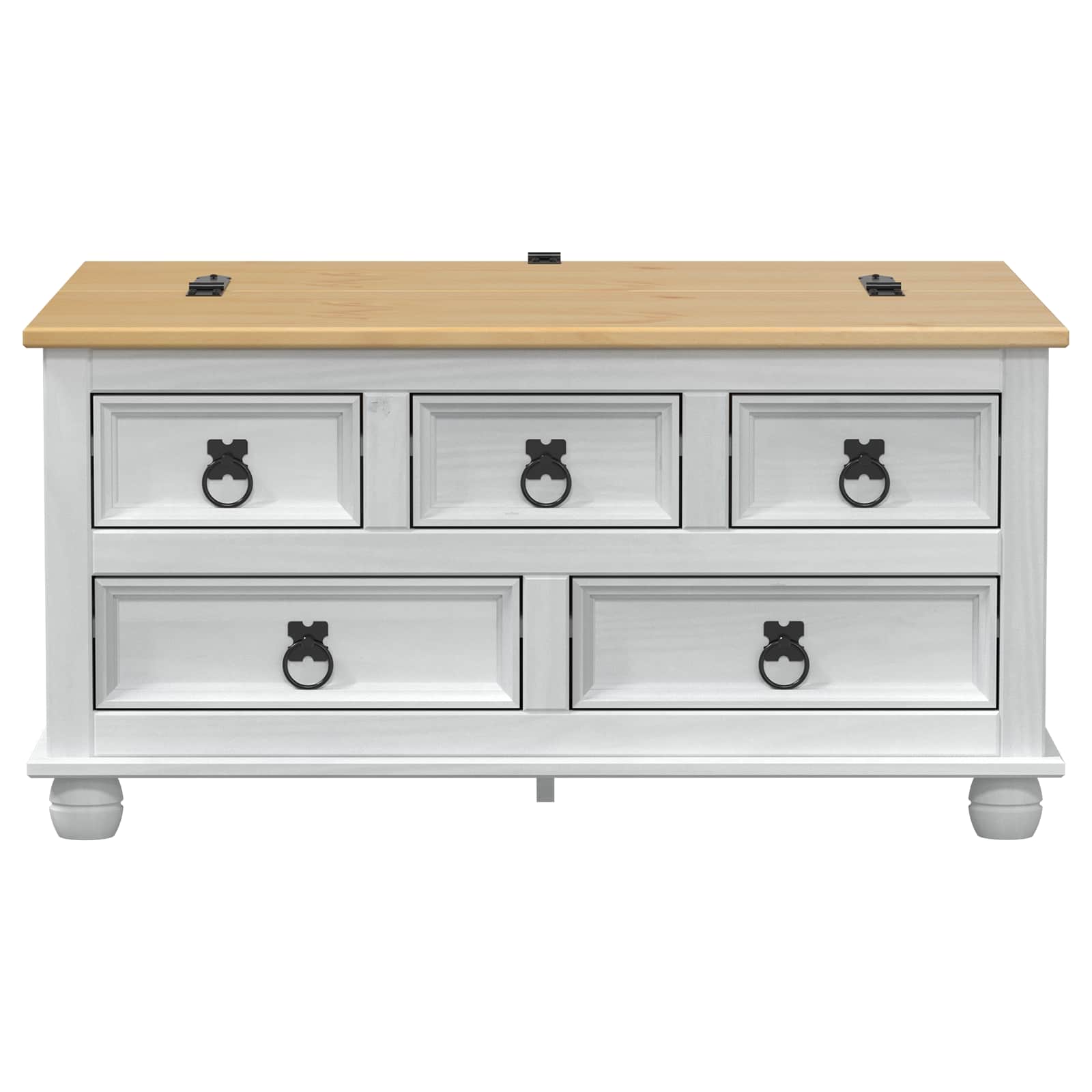 storage box avec tiroir Blanc 90 x 78 x 45 cm Pin massif - XIOS