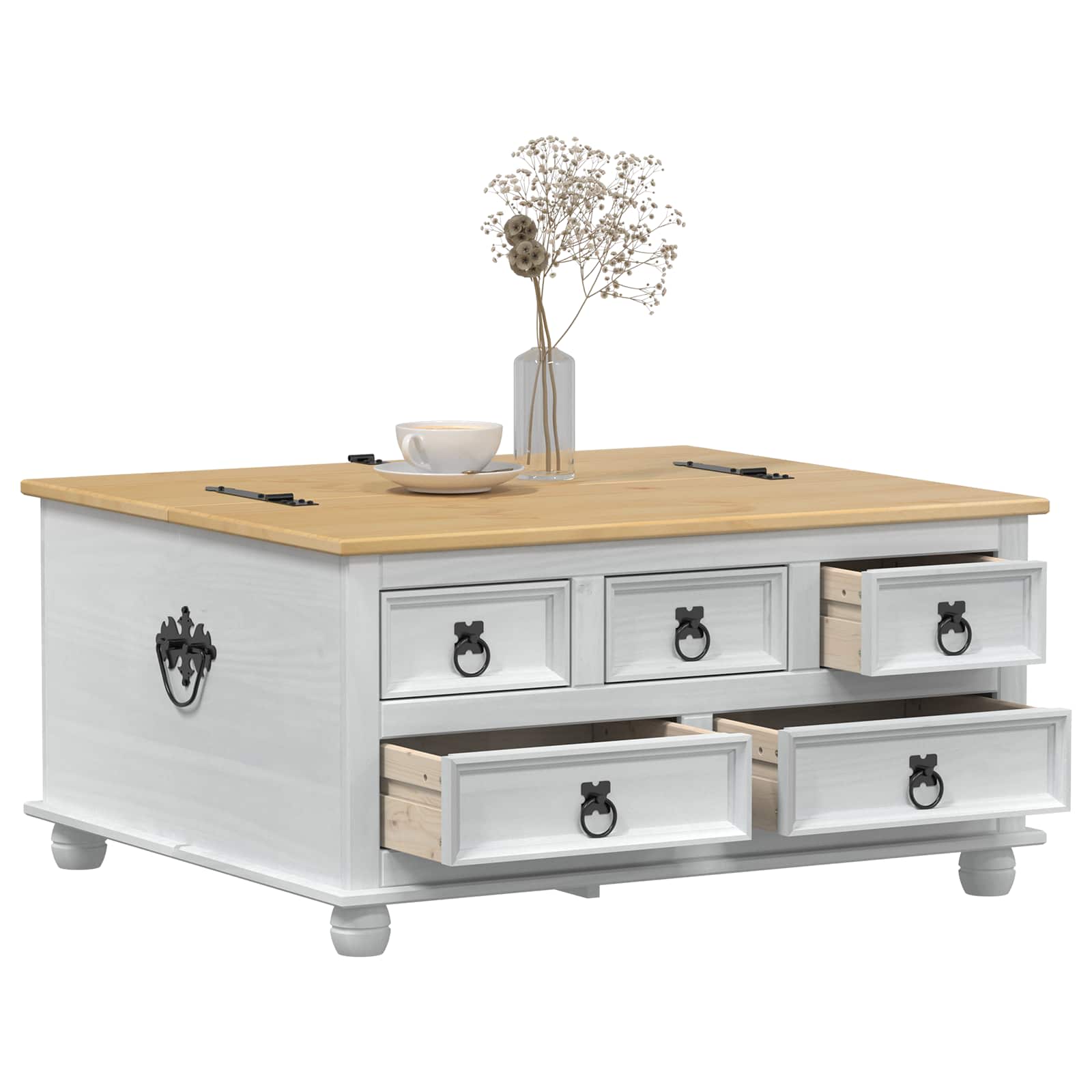 storage box avec tiroir Blanc 90 x 78 x 45 cm Pin massif - XIOS