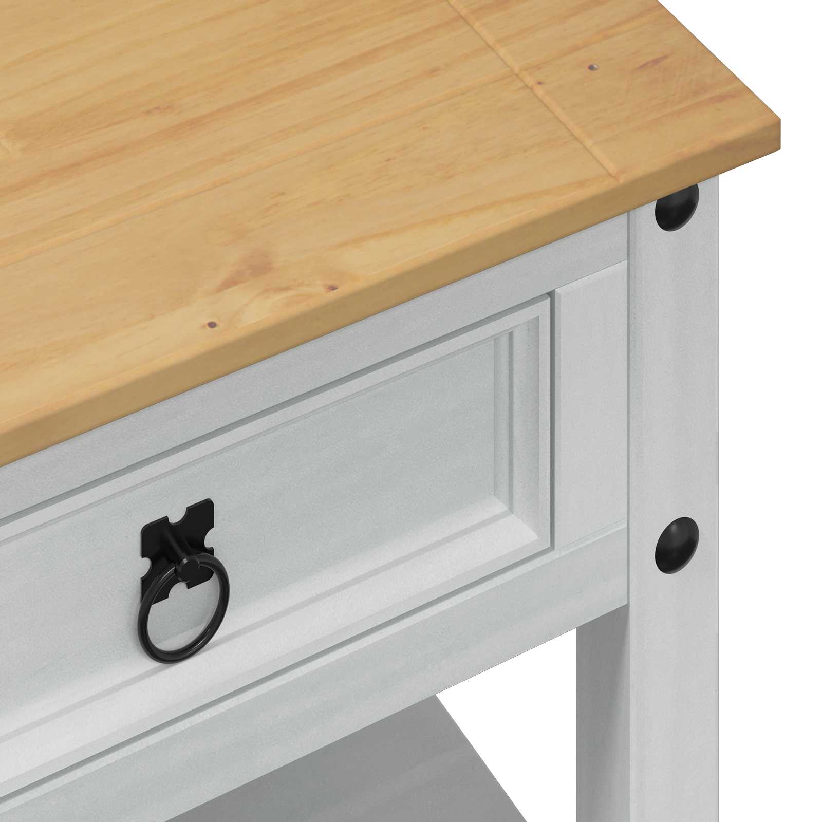 Table basse avec tiroir Blanc 100 x 48 x 45 cm Pin massif - XIOS