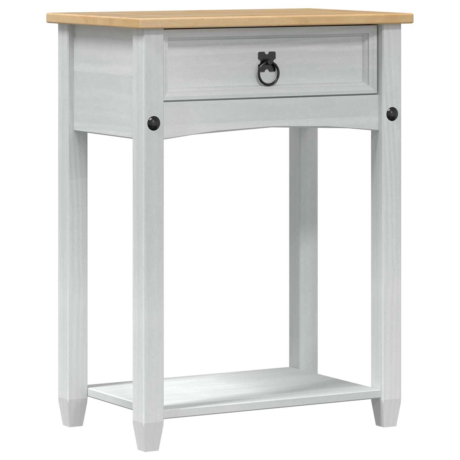 Table console avec tiroir Blanc 55 x 35 x 73 cm Pin massif - XIOS