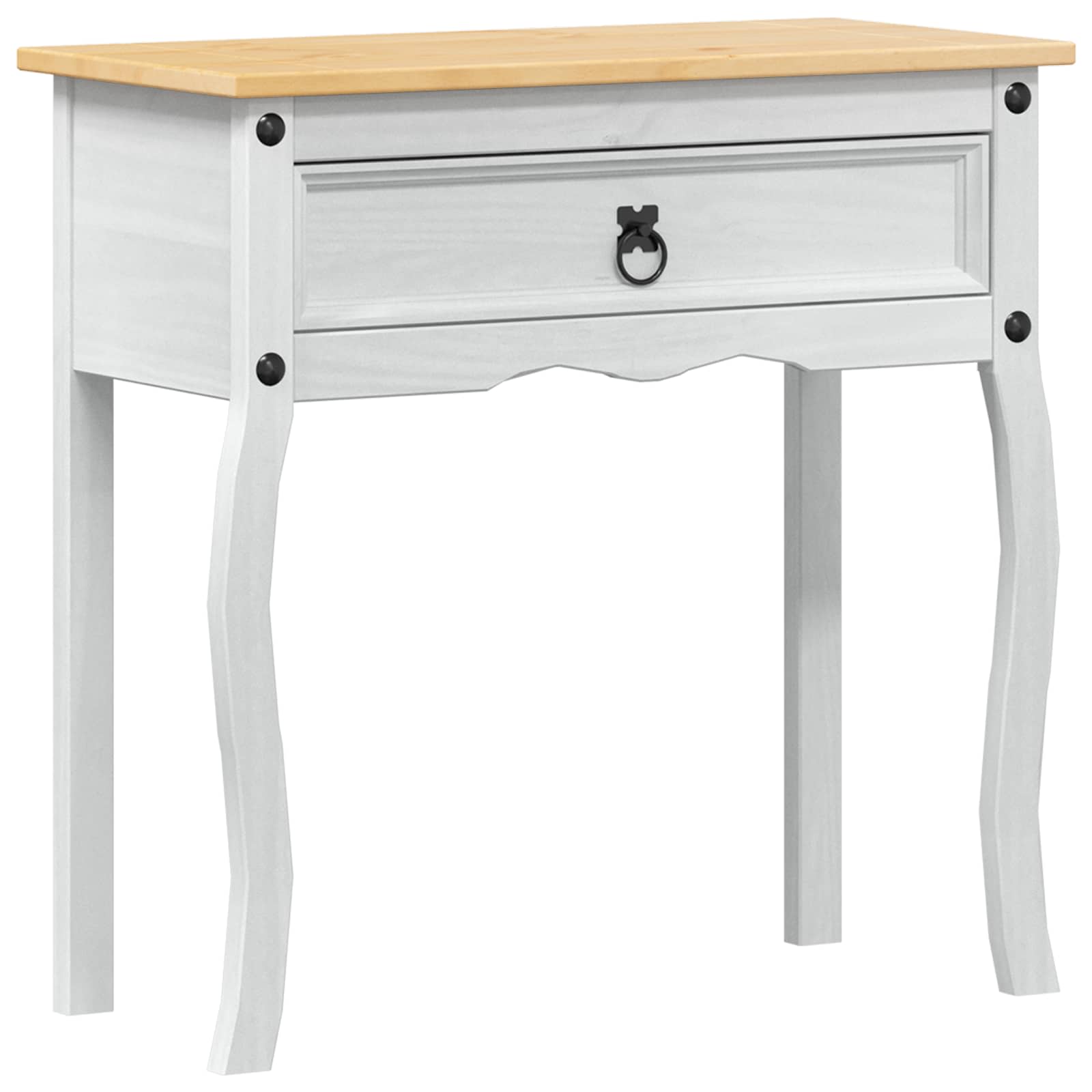 Table console avec tiroir Blanc 73 x 35 x 73 cm Pin massif - XIOS