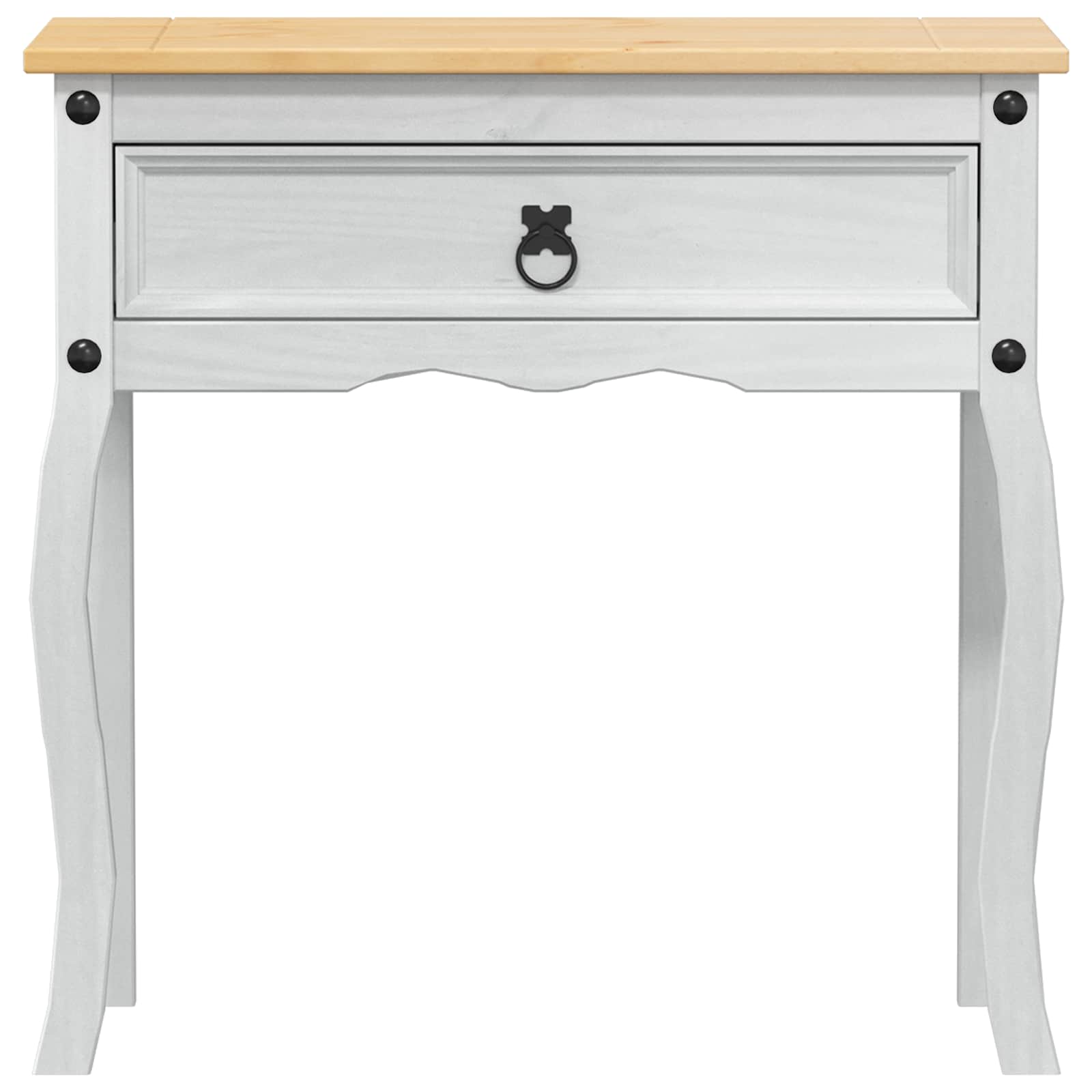 Table console avec tiroir Blanc 73 x 35 x 73 cm Pin massif - XIOS