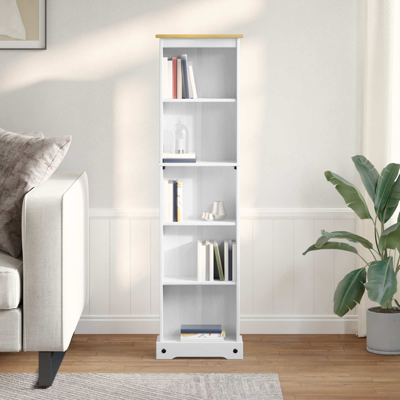 Bibliothèque Blanc 46 x 20 x 170 cm Pin massif - XIOS
