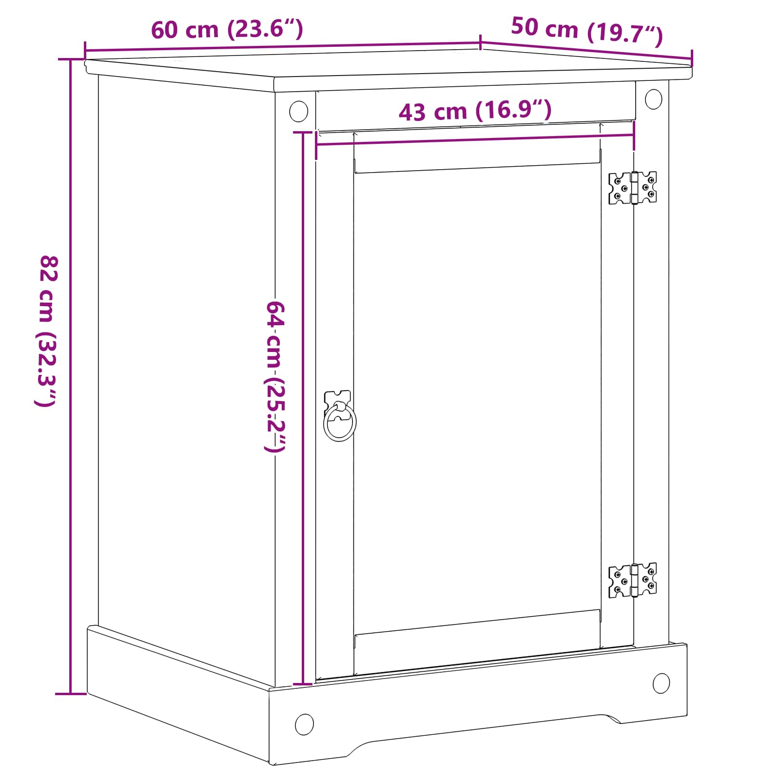 Cabinet HiFi Blanc 60 x 50 x 82 cm Pin massif - XIOS