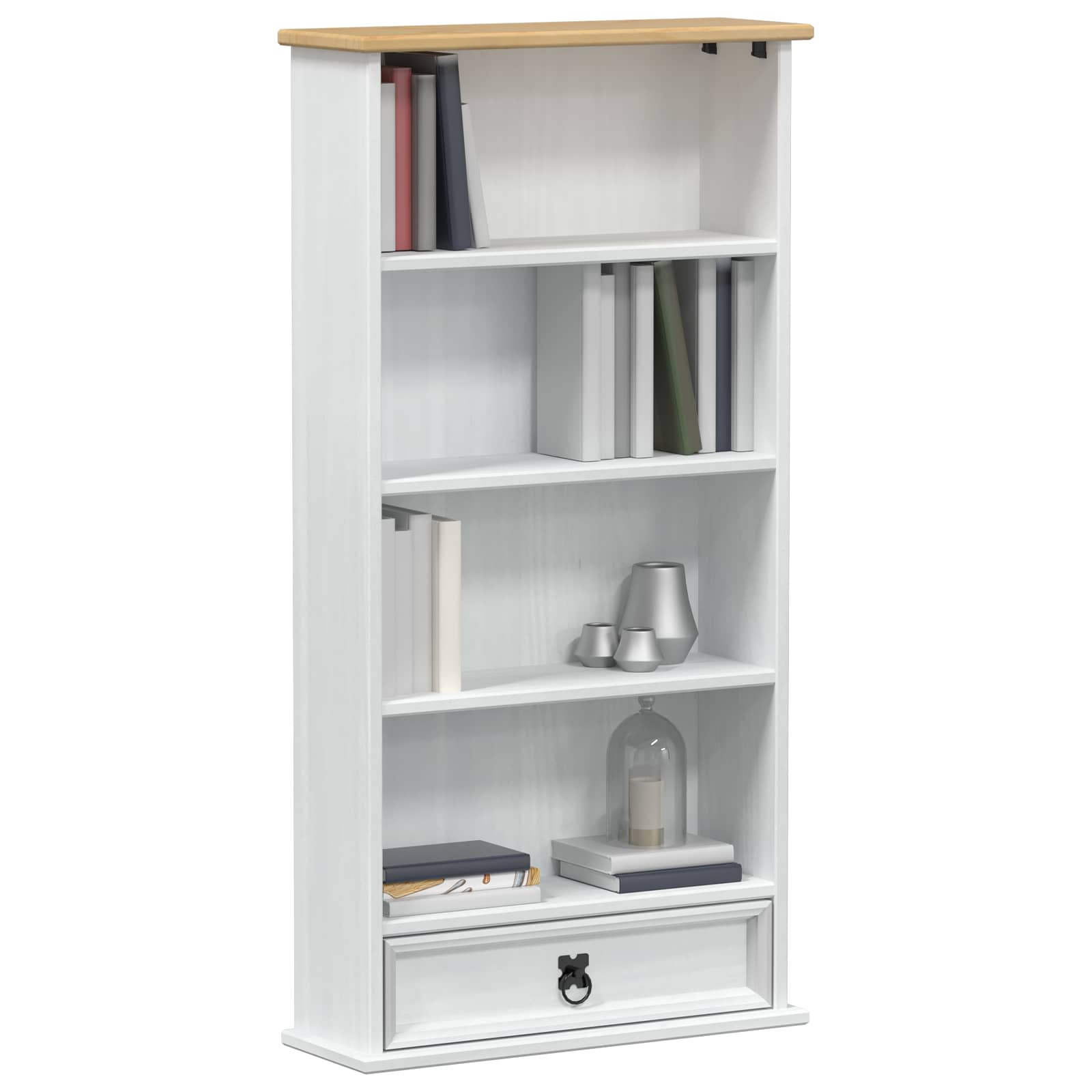 Meuble CD Blanc 52 x 17.5 x 103 cm Pin massif - XIOS