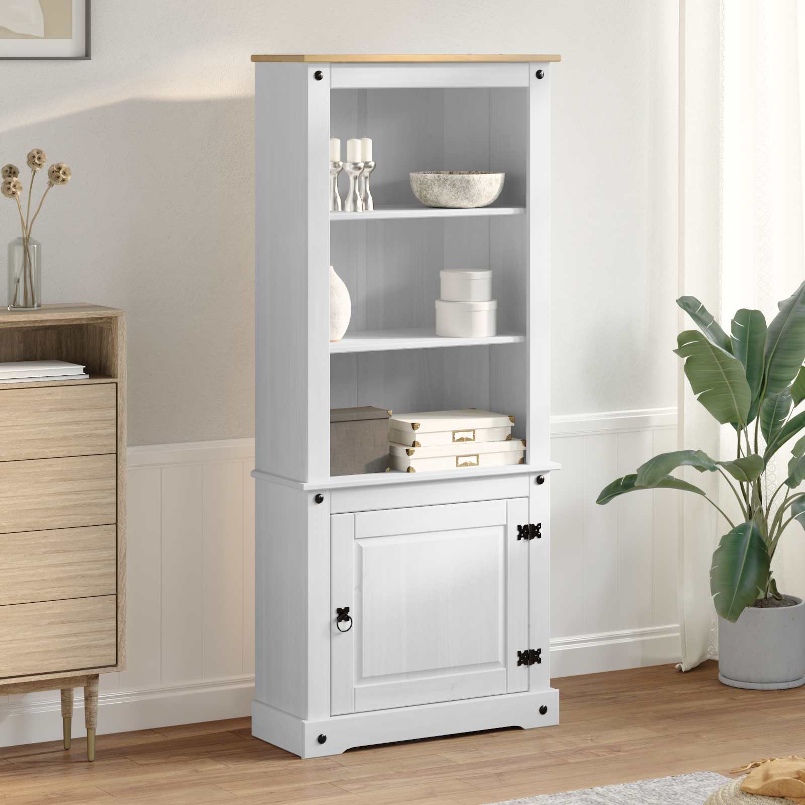 Haut Armoire Blanc 74 x 38 x 170 cm Pin massif - XIOS