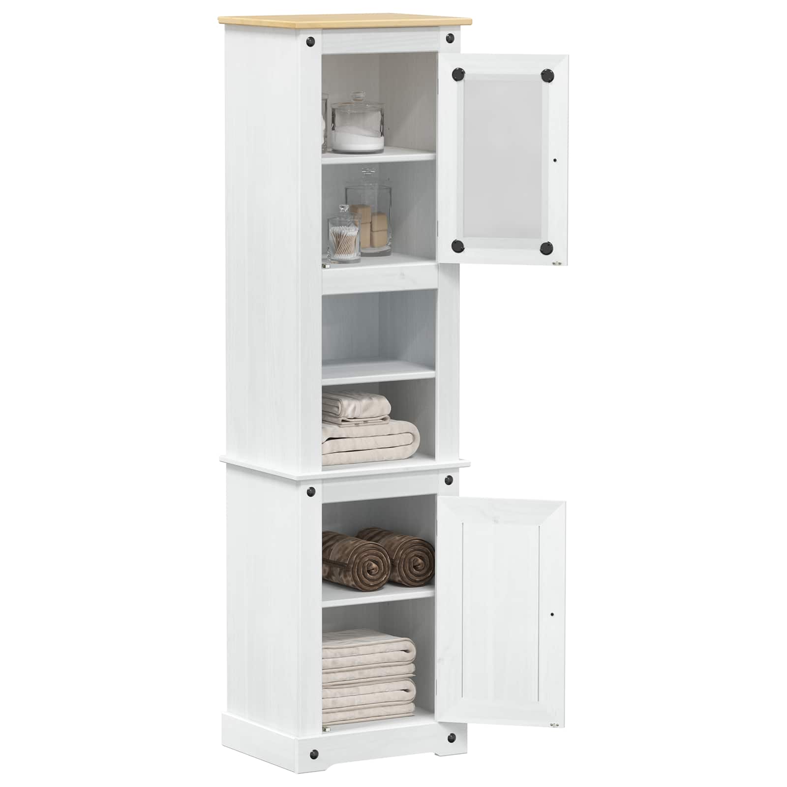 Cabinet de salle de bain Blanc 50 x 40 x 185 cm Pin massif