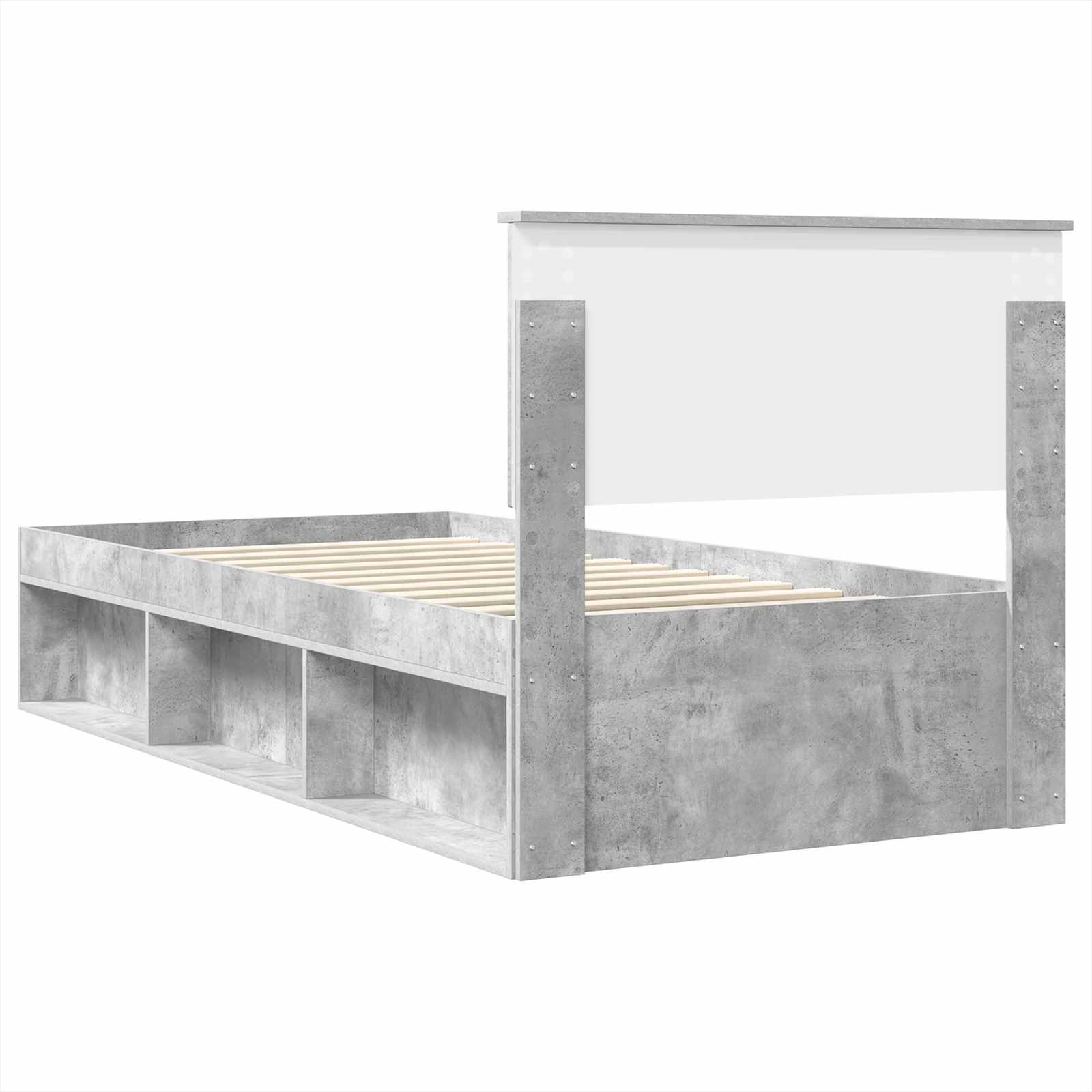 Cadre de lit Gris Béton 100 x 200 cm Bois d'ingénierie - XIOS