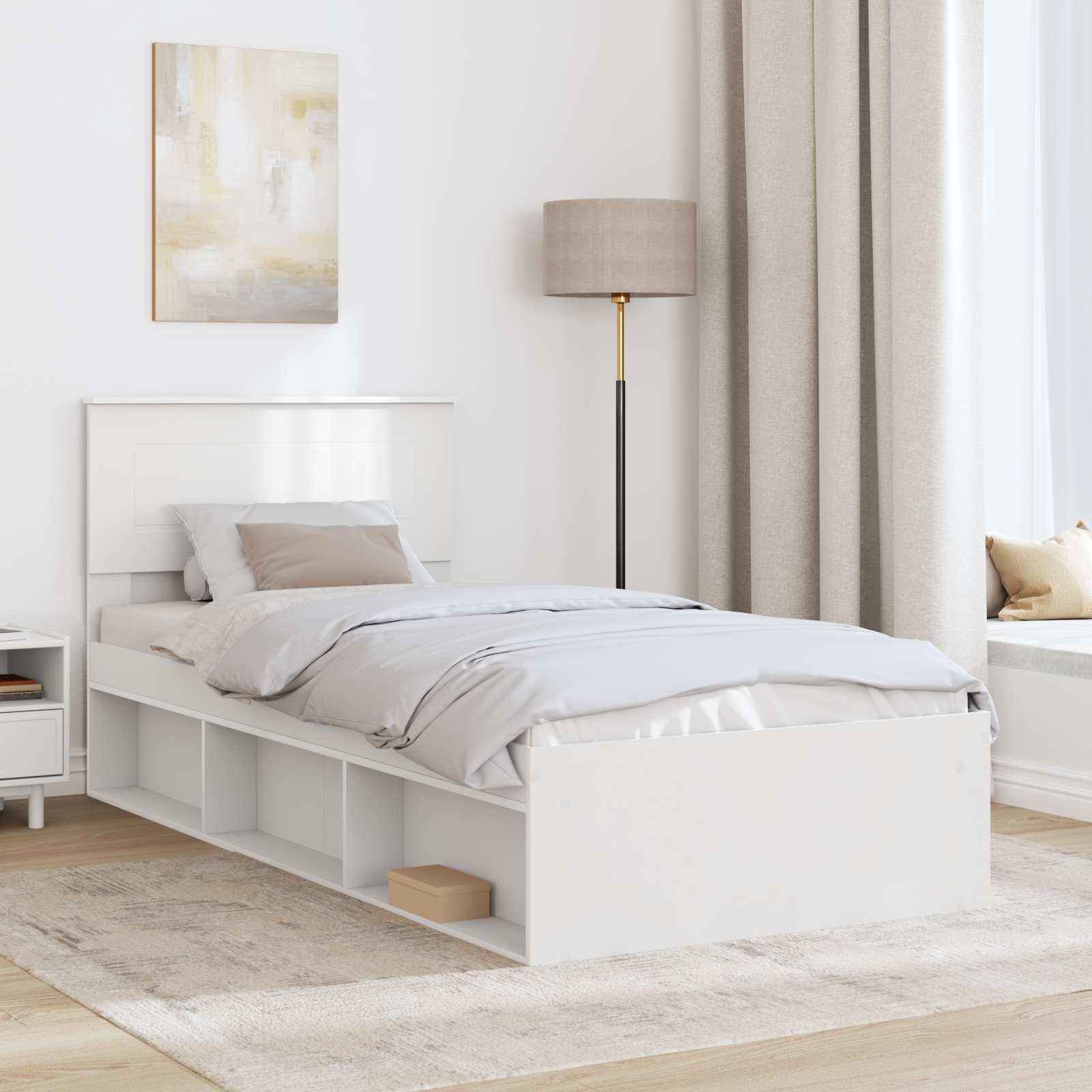 Cadre de lit Blanc 75 x 190 cm Bois d'ingénierie - XIOS
