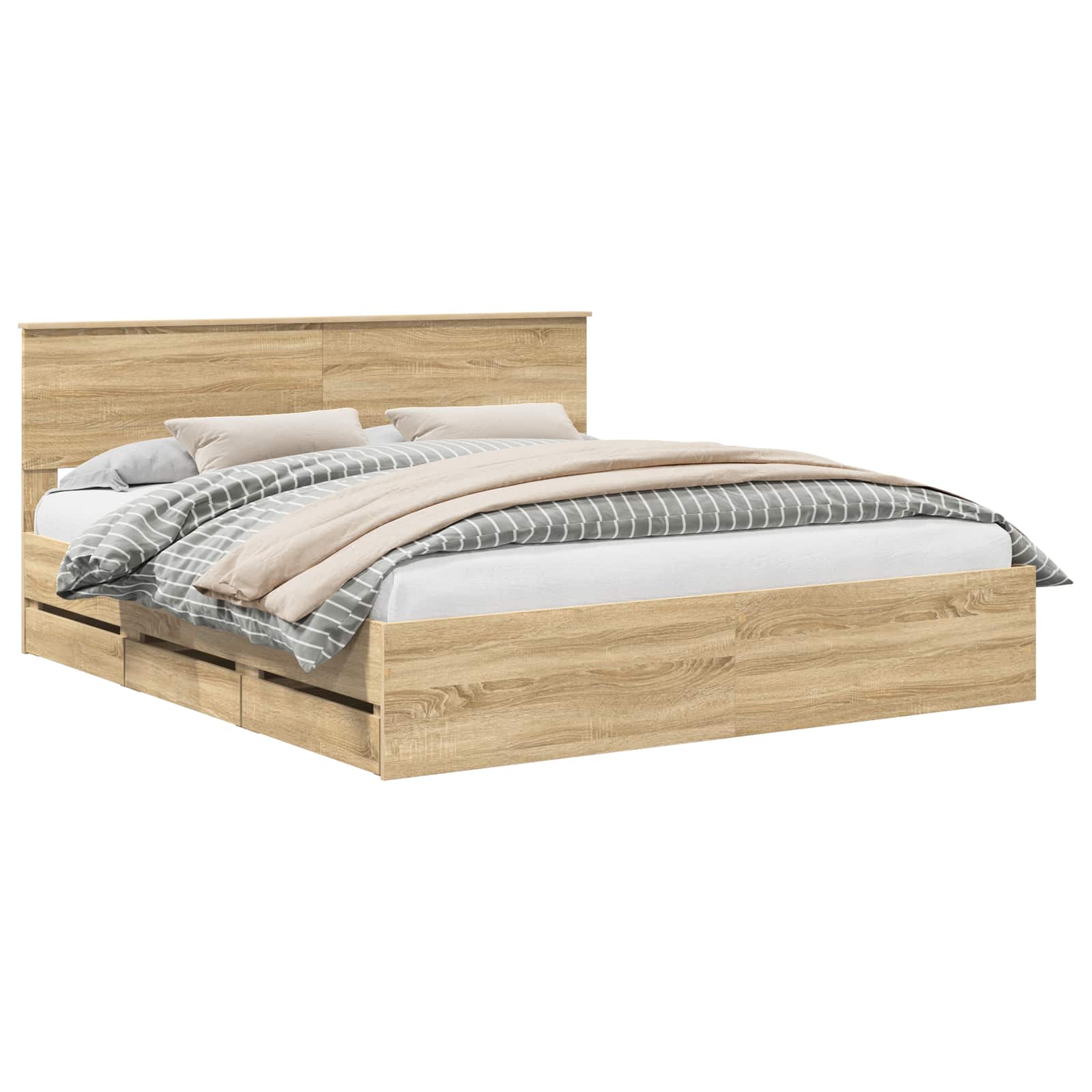 Cadre de lit Chêne Sonoma 200 x 200 cm Bois Ingénierie - XIOS