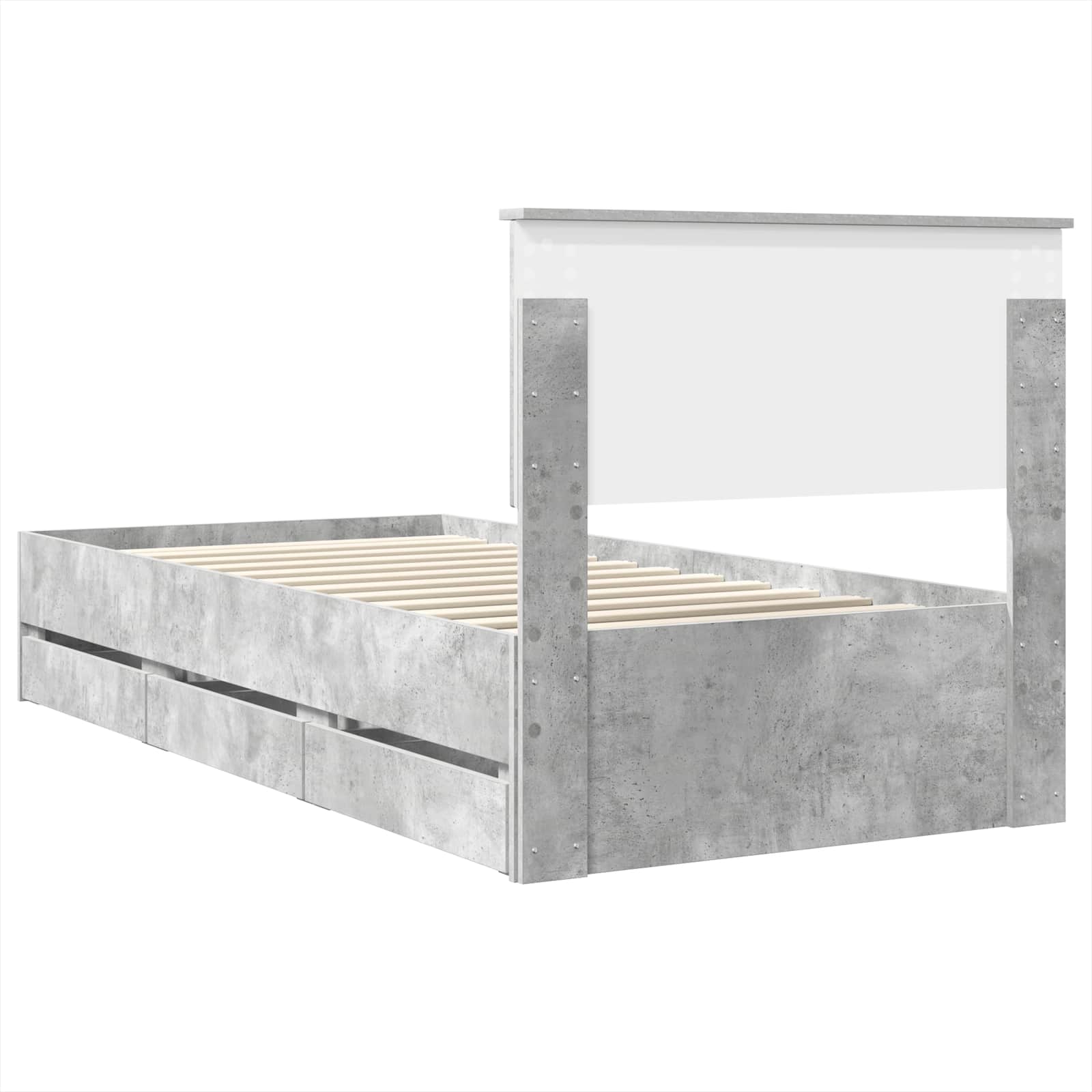 Cadre de lit avec tiroir Gris béton 75 x 190 cm Bois Ingénierie - XIOS